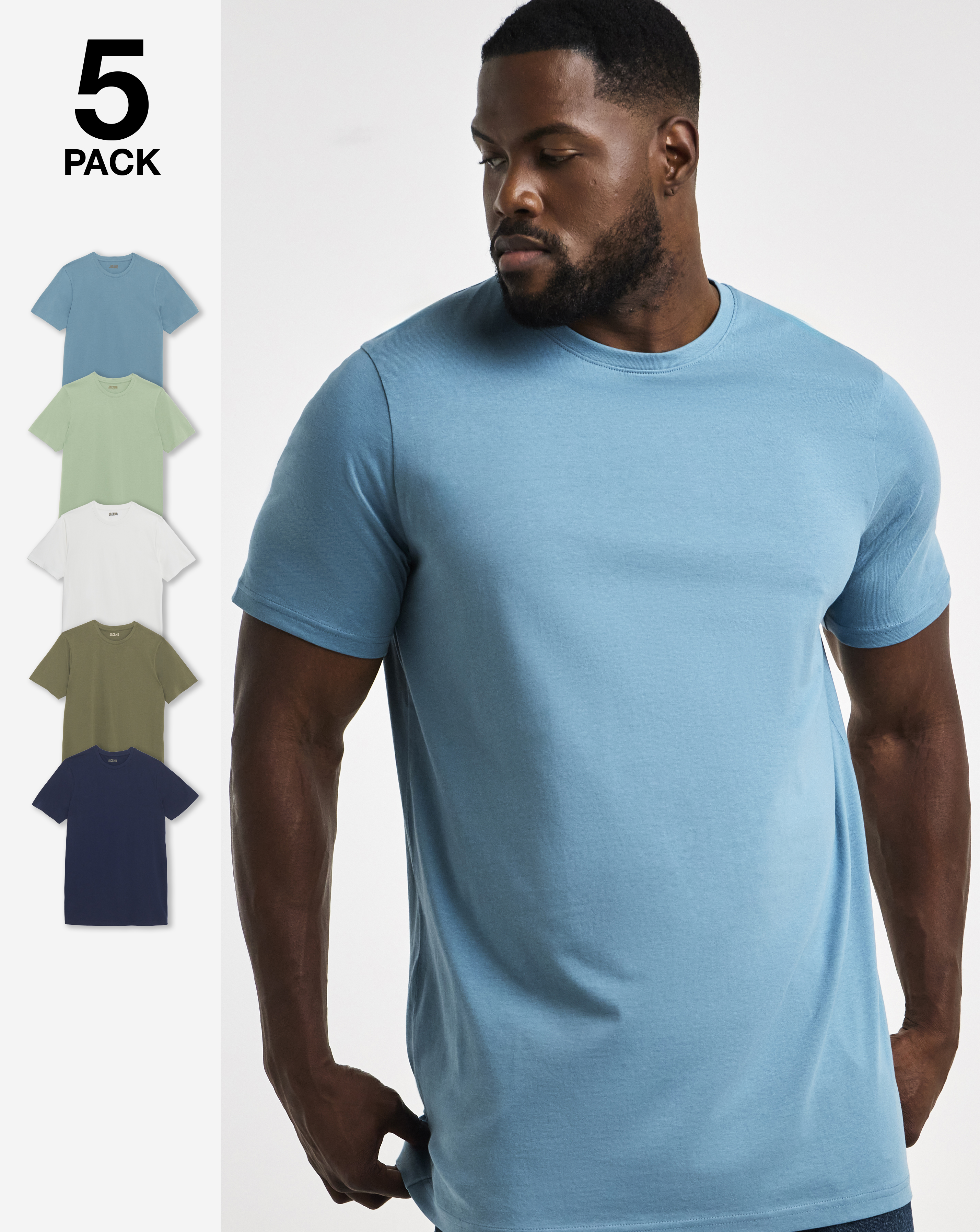 New In - 5 Pack Crew Neck T-Shirts Extra Long