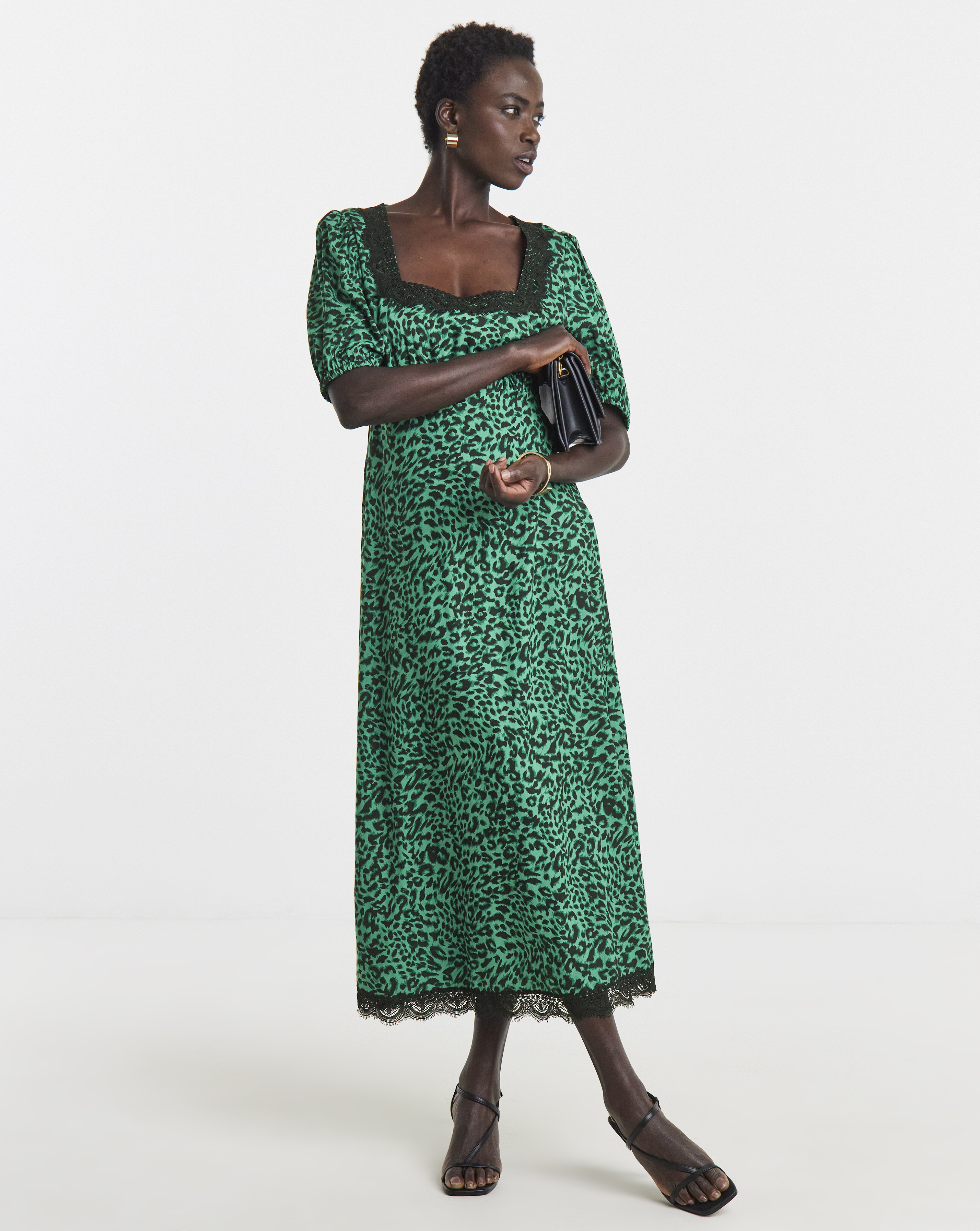 Square Neck Lace Tea Dress