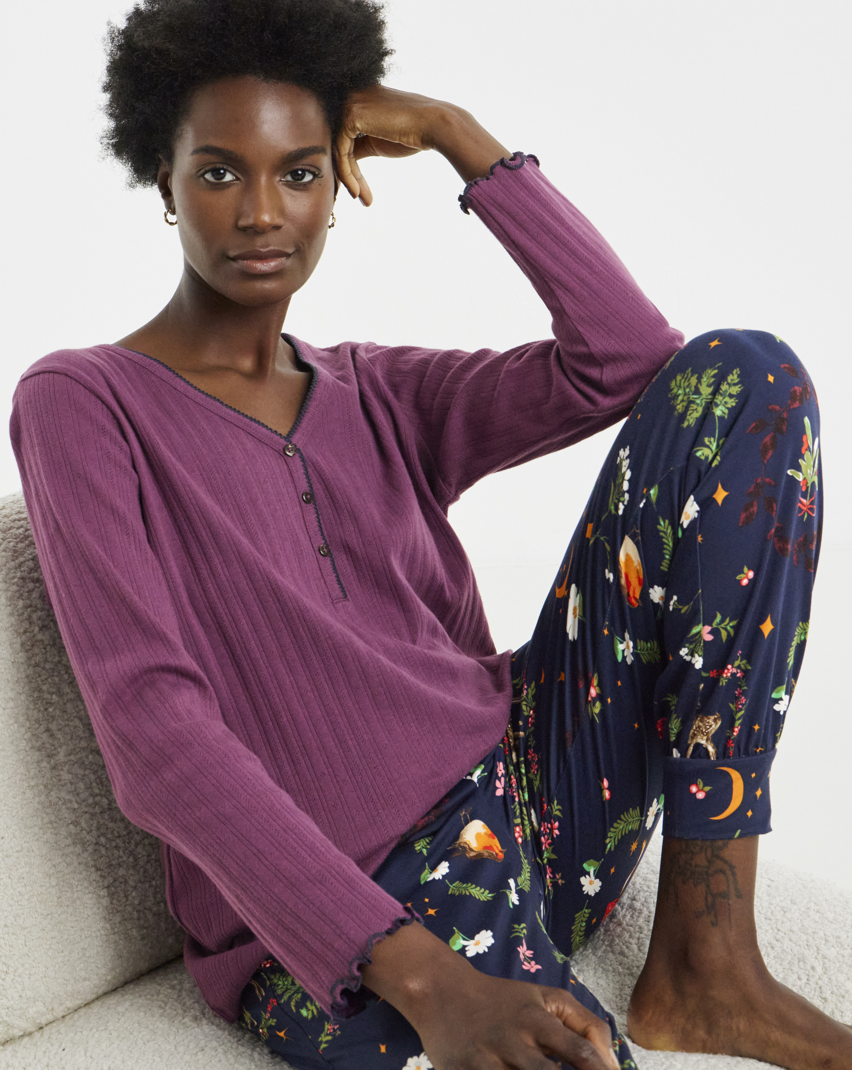 Julipa Pointelle Henley Woodland PJ Set