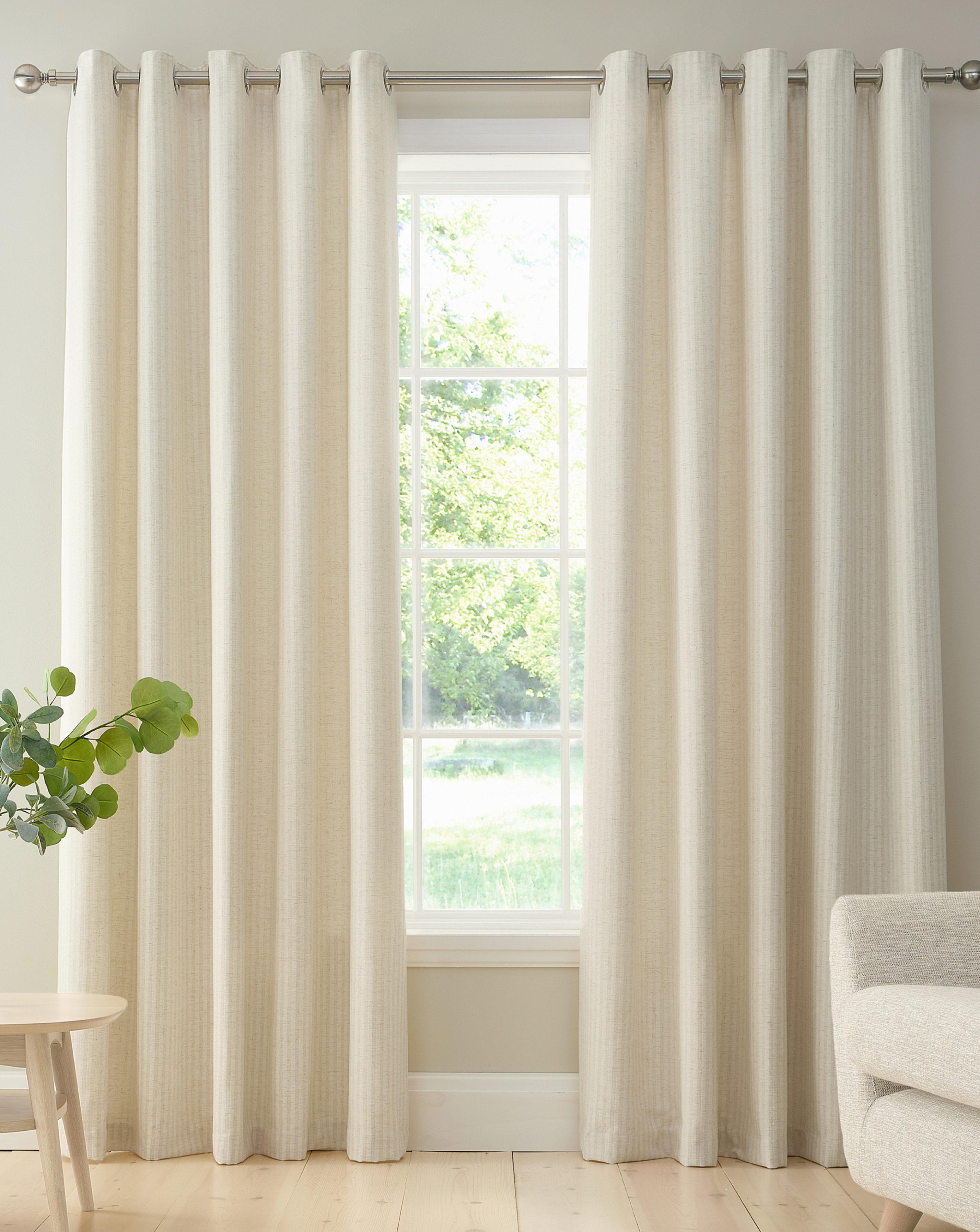 Bianca Men's Natural Chenille Stripe Curtains 4Cm