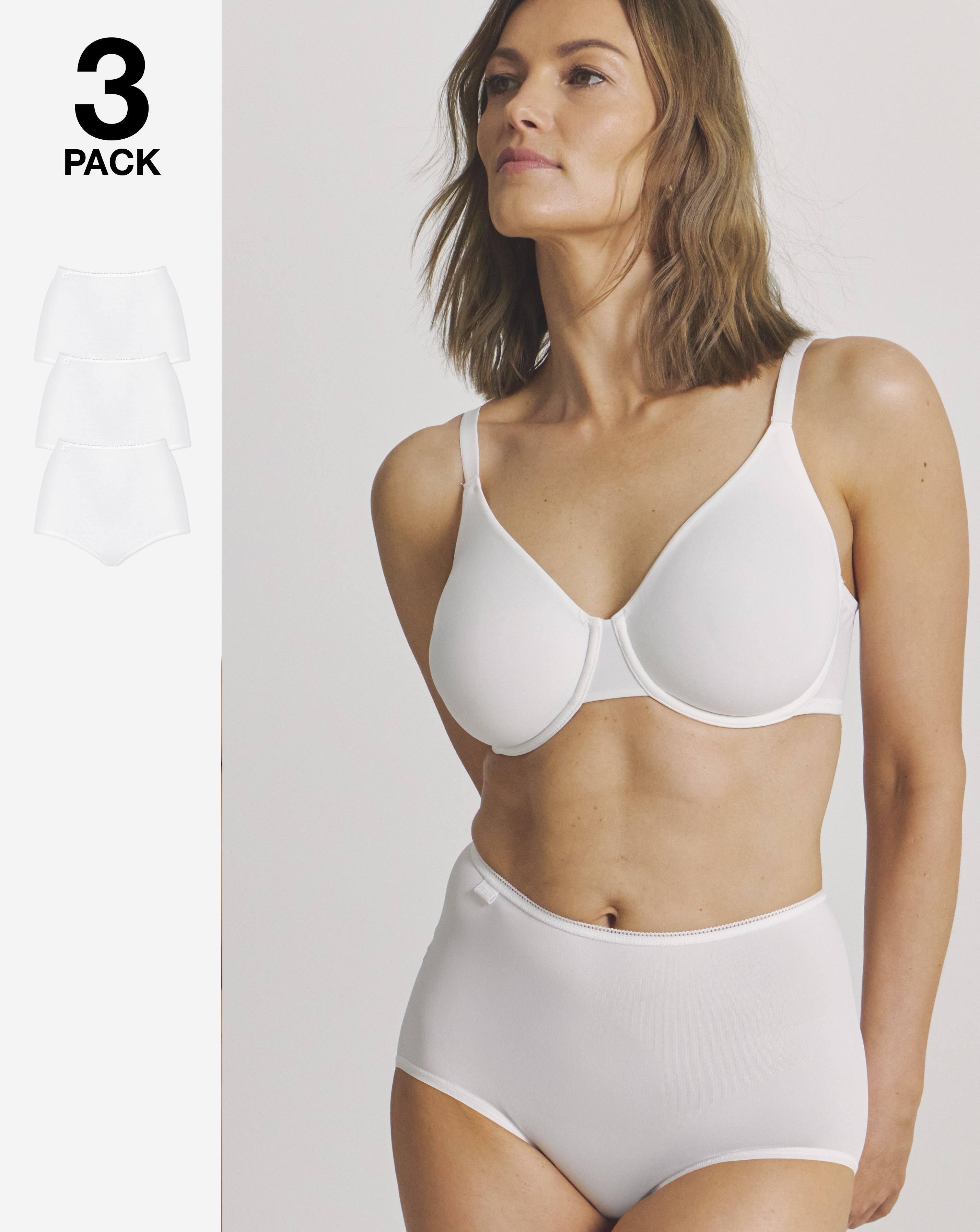 Sloggi White 3Pk Microfibre Maxi Briefs - Size 22