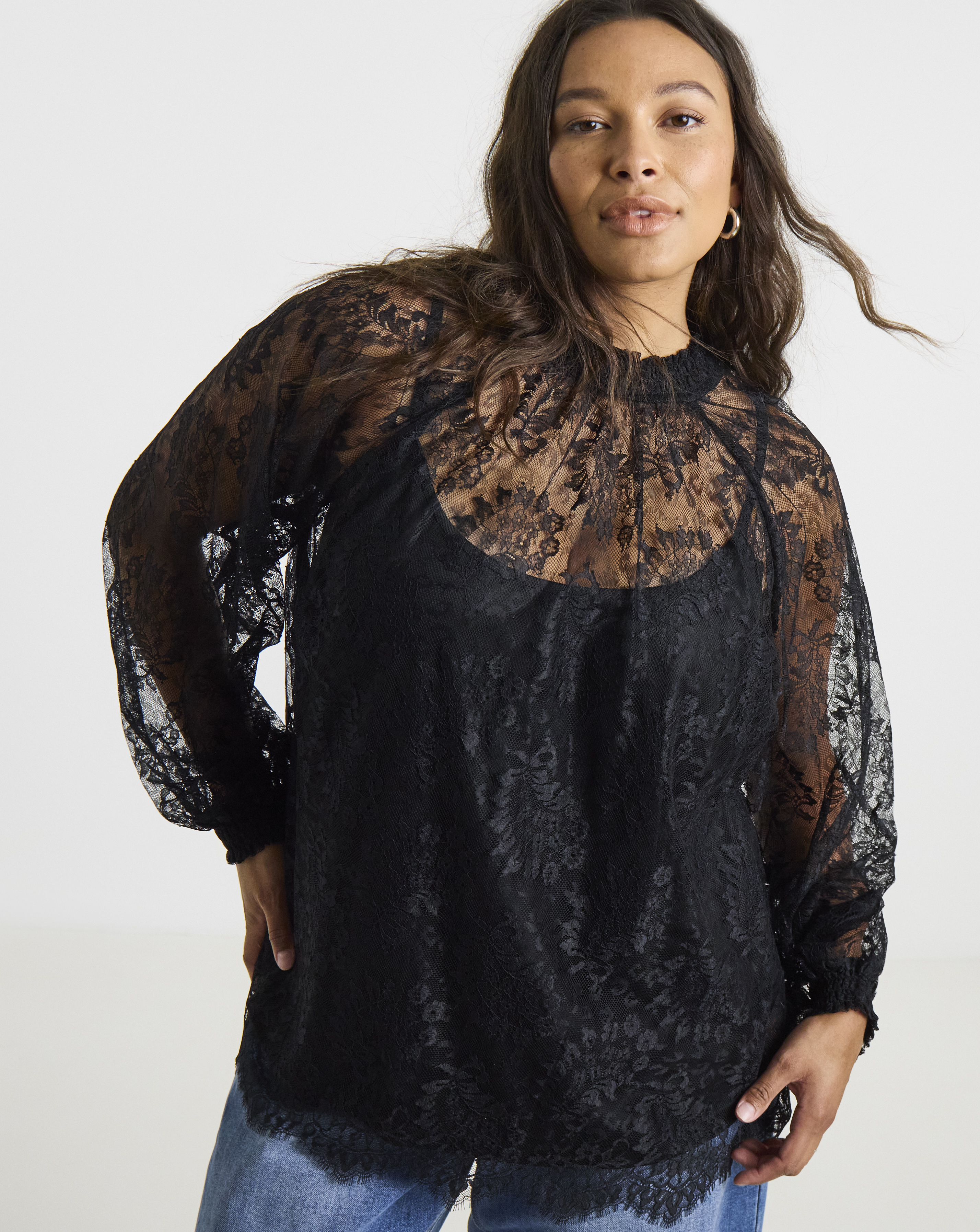 Simply Be Lace High Neck Blouse