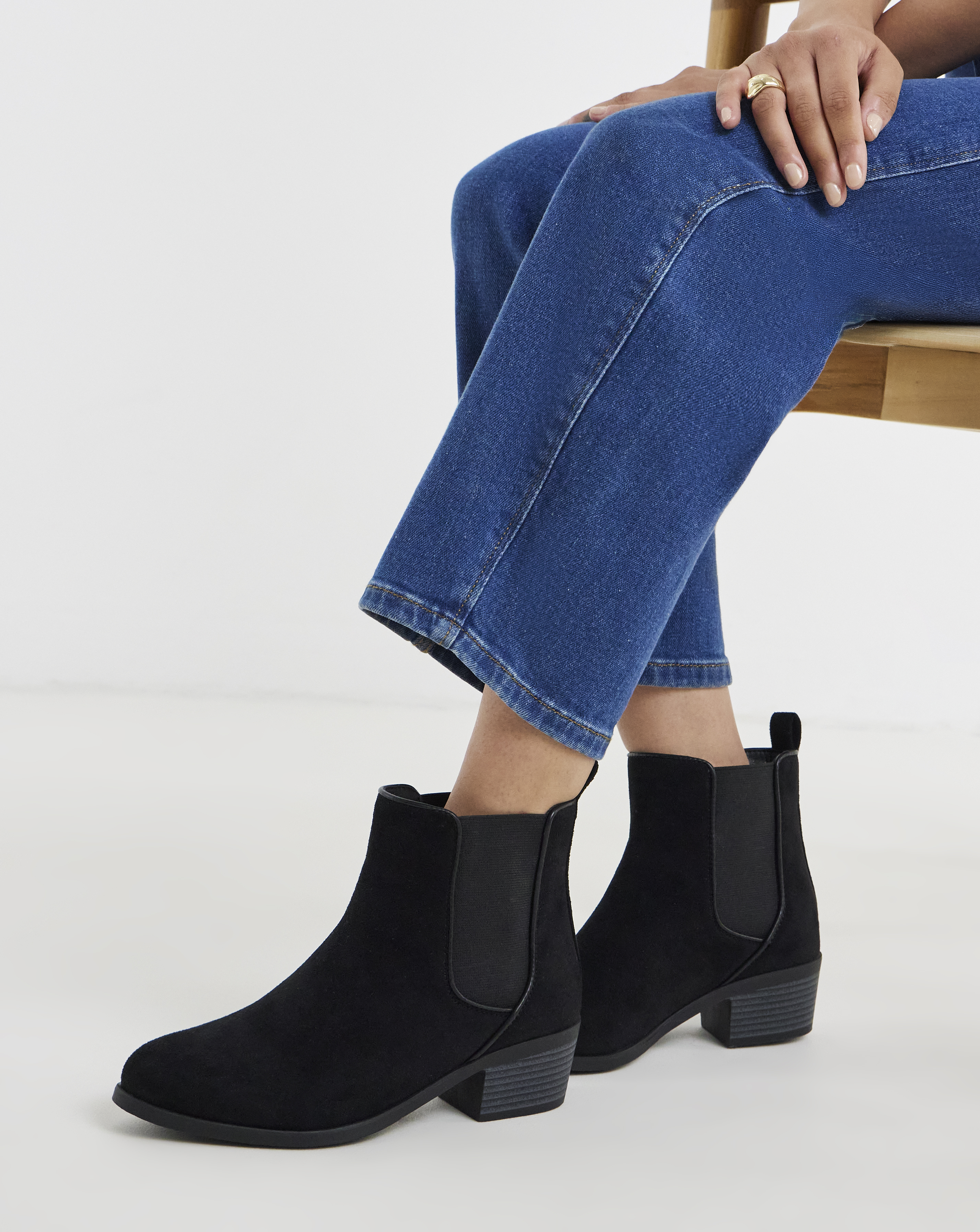 Chelsea Block Heel Ankle Boot Wide