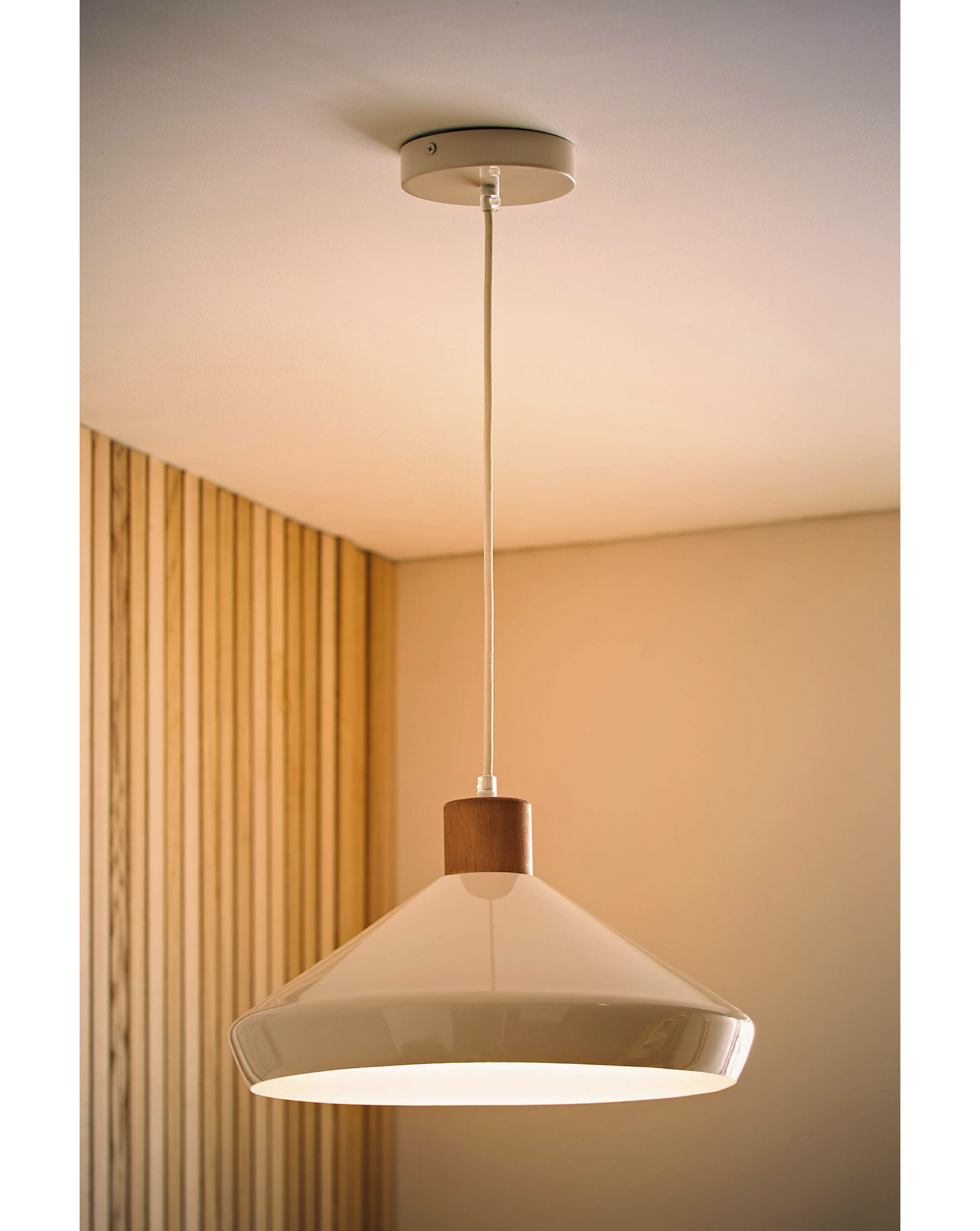 ValueLights Parker Cream & Walnut Pendant Light