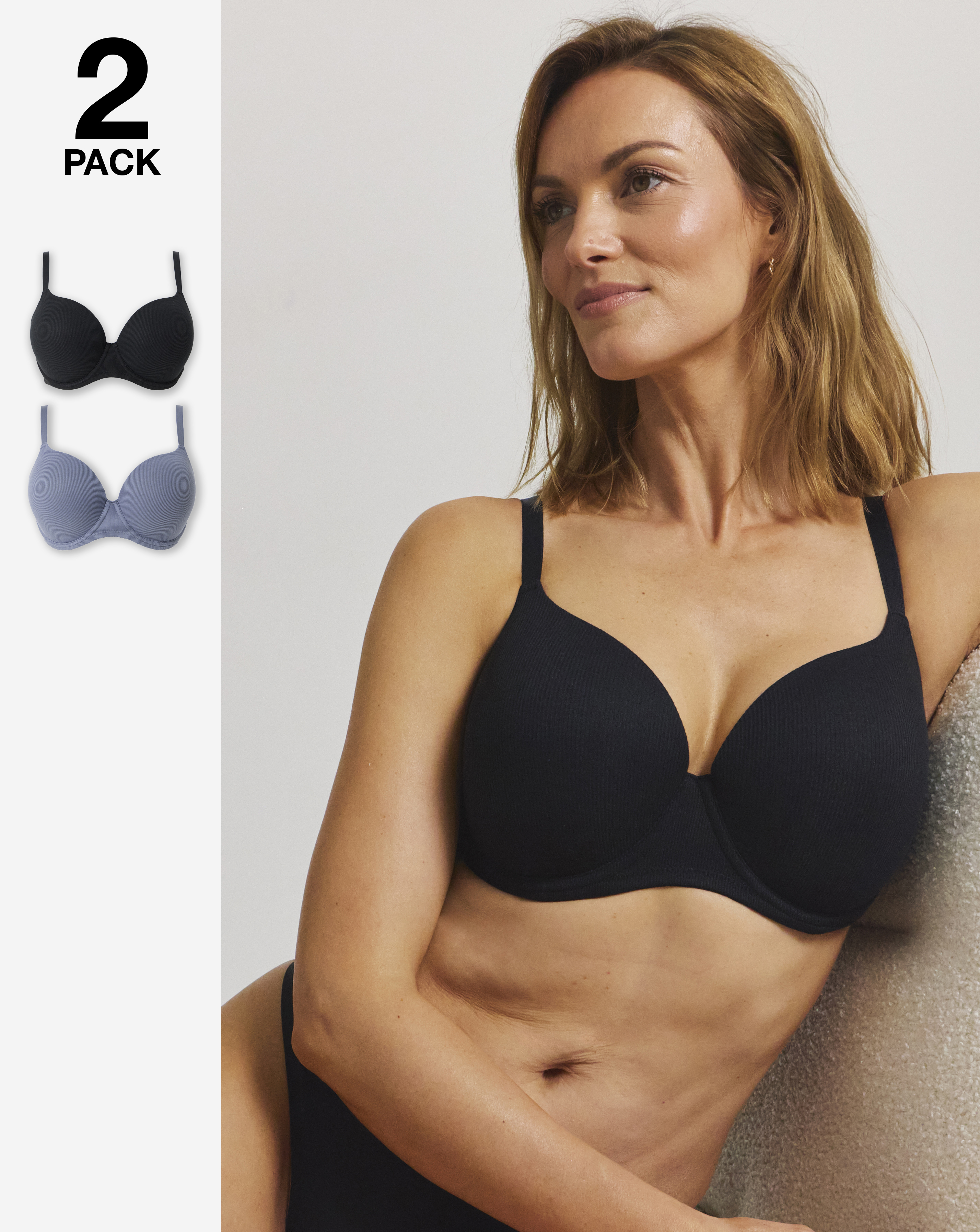 New In - Harper 2 Pack Rib T-Shirt Bras