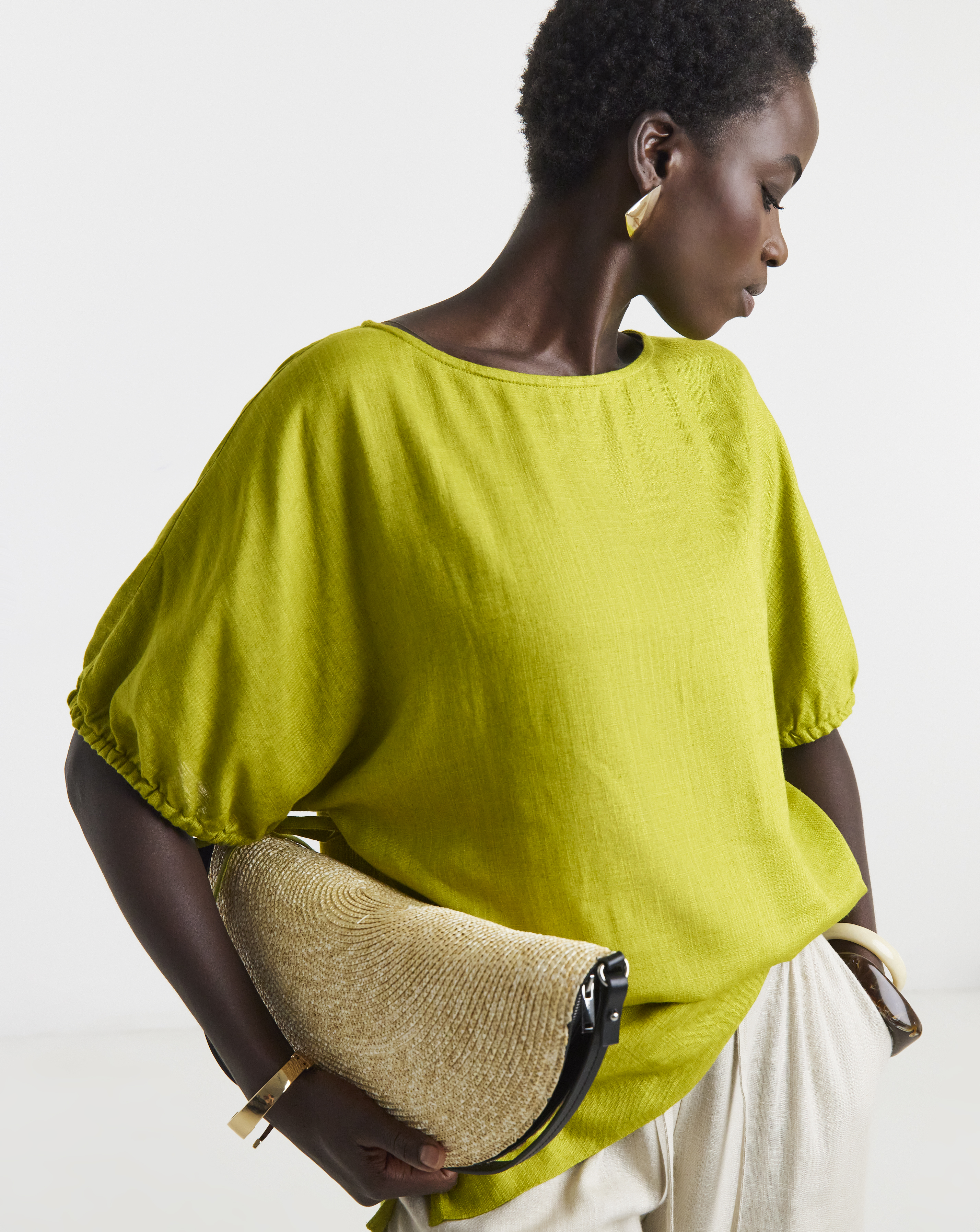 Linen Mix Boxy Top