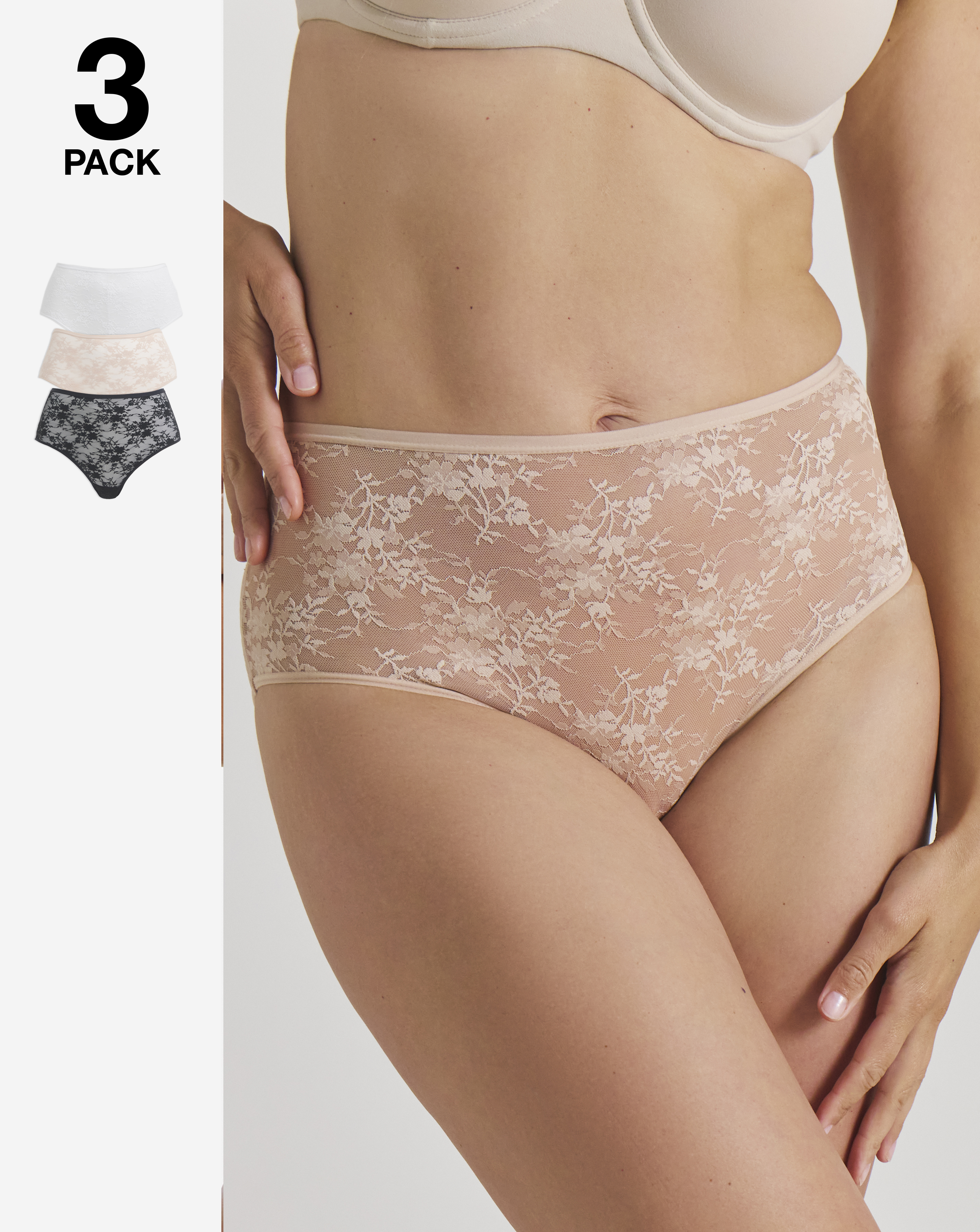 3 Pack Full Fit Lace Knickers