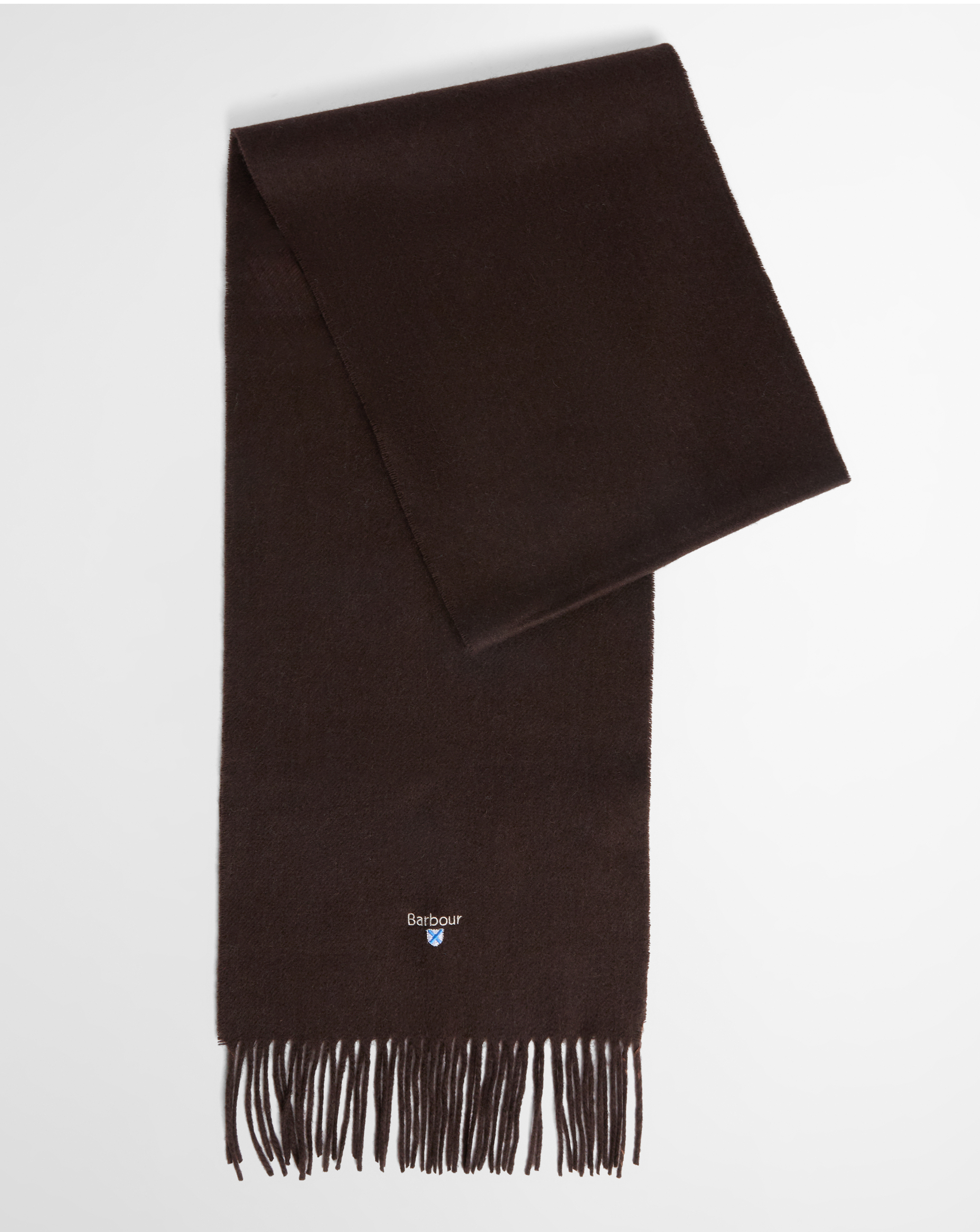 Barbour Mens Plain Lambswool Fringe Scarf, Brown, Men - Image 3