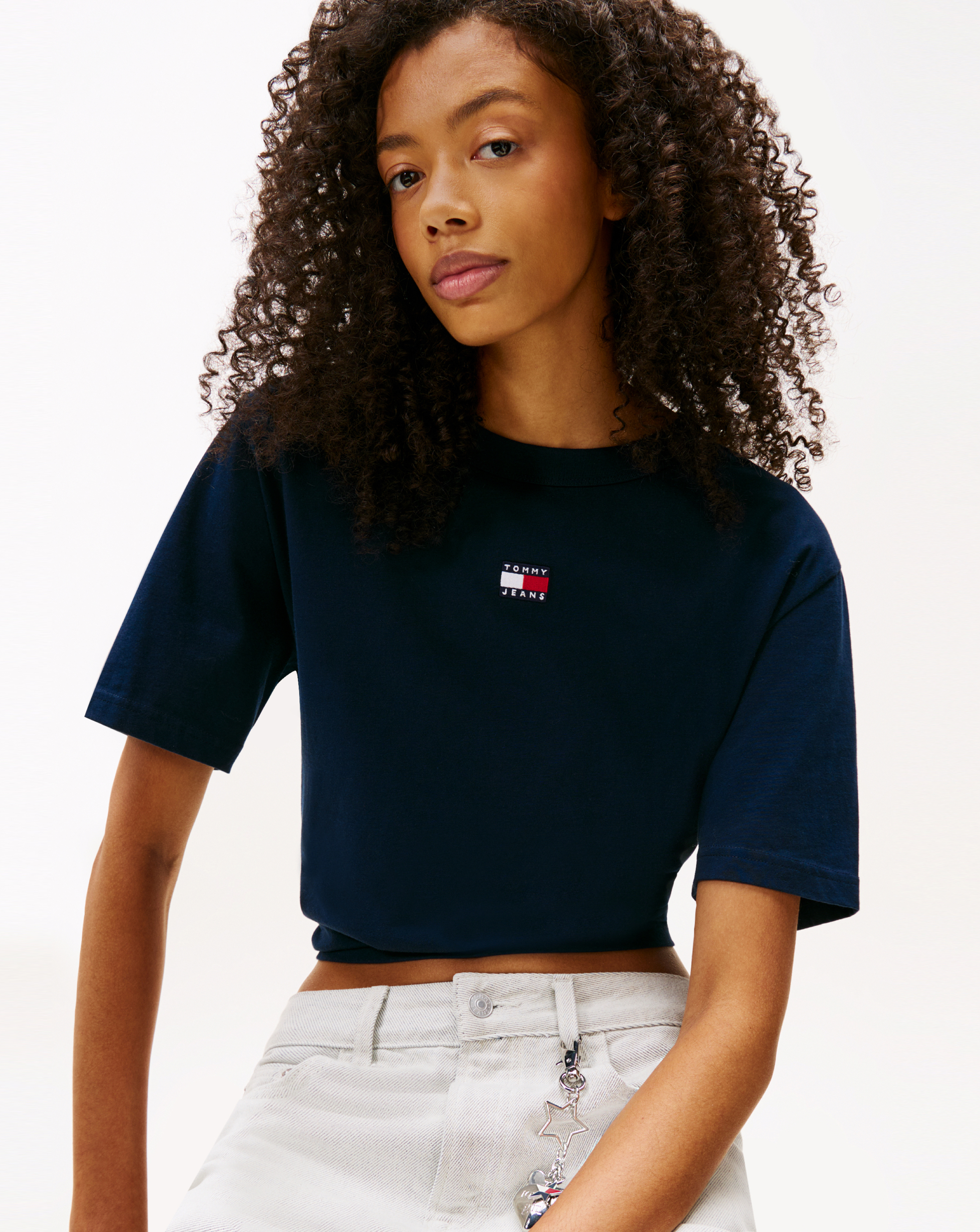 Tommy Jeans Women's Navy Boxy Badge Tee Extra Large