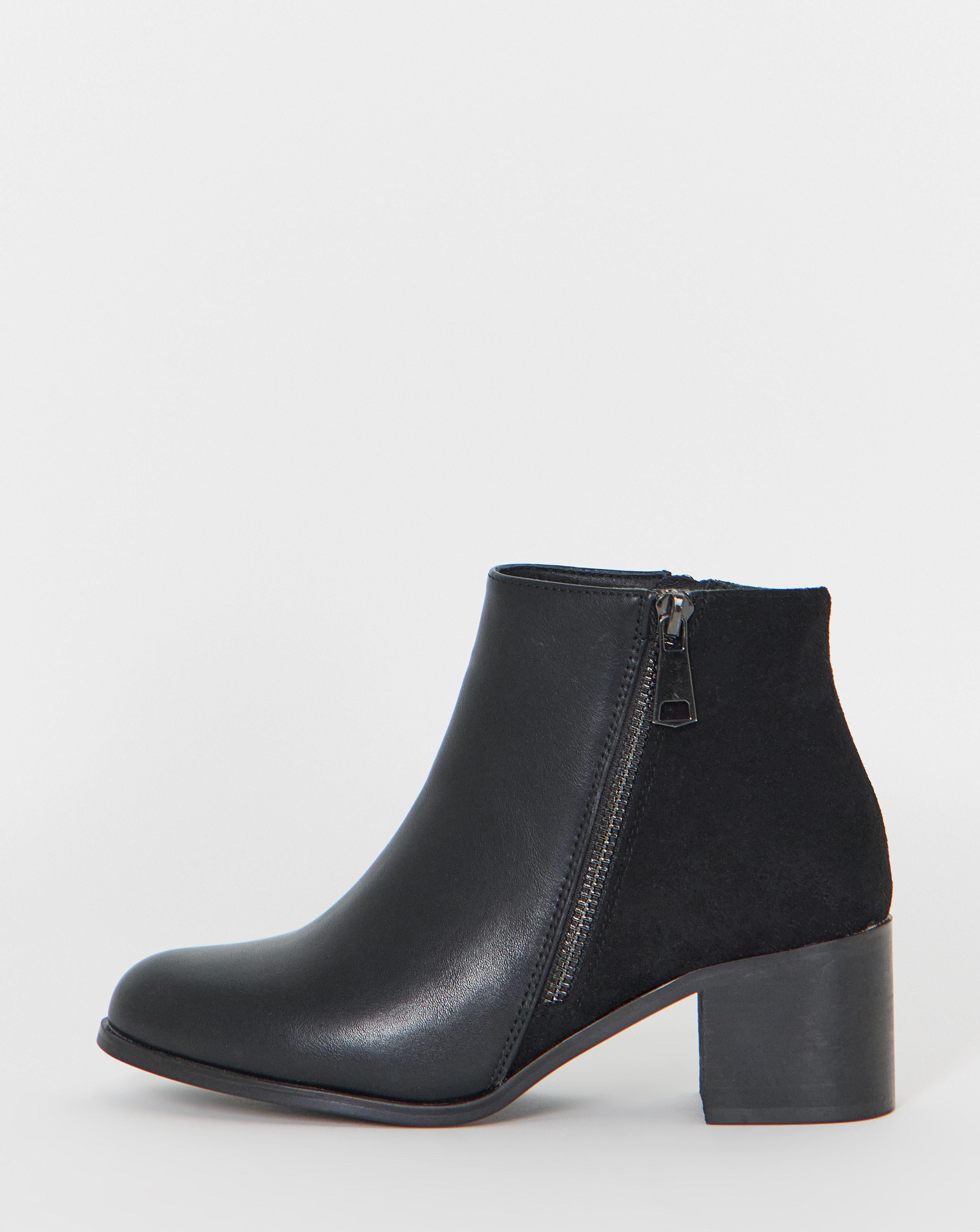 Side Zip Heeled Shoe Boots Wide Black - Cushion Walk