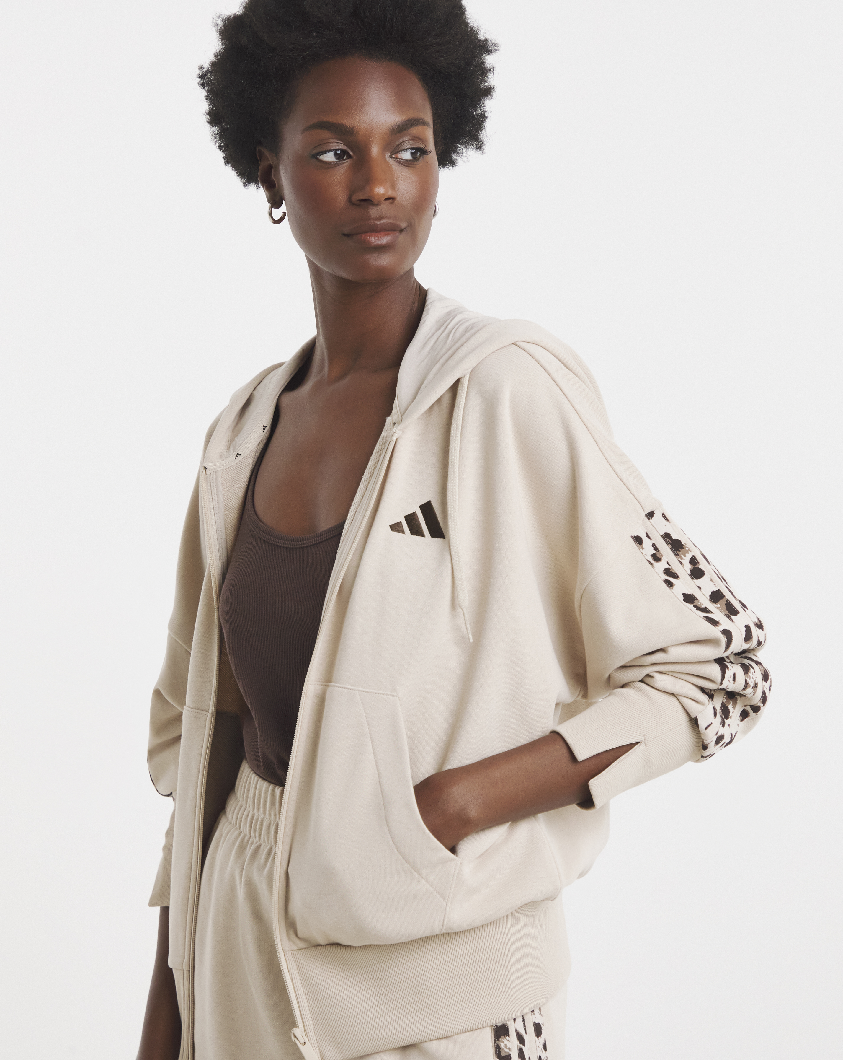 New In - adidas Animal Print 3-Stripes Hooded Top