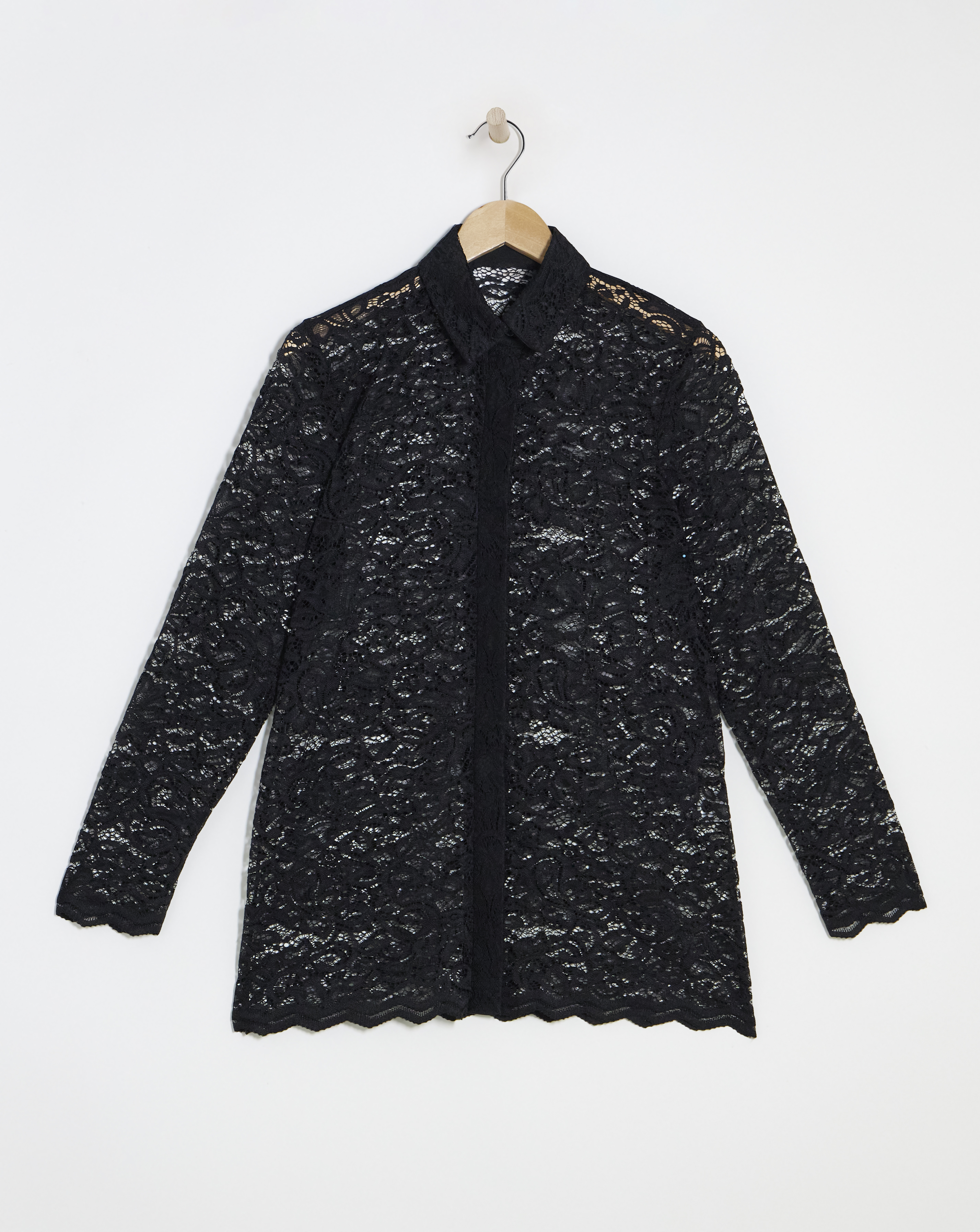 Flounce London Black Lace Shirt