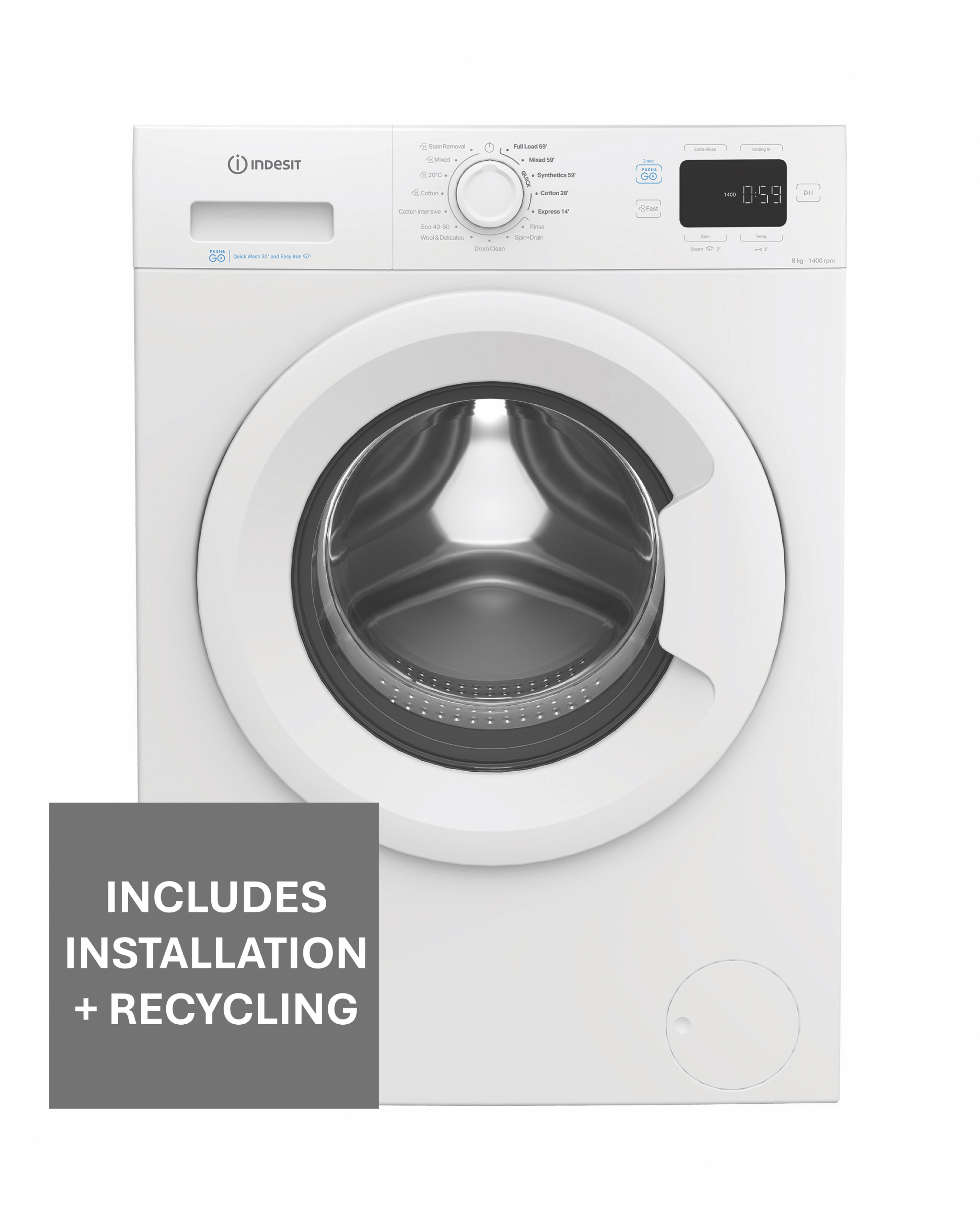 Indesit IP 846 Push & Go Washing Machine - White + Install