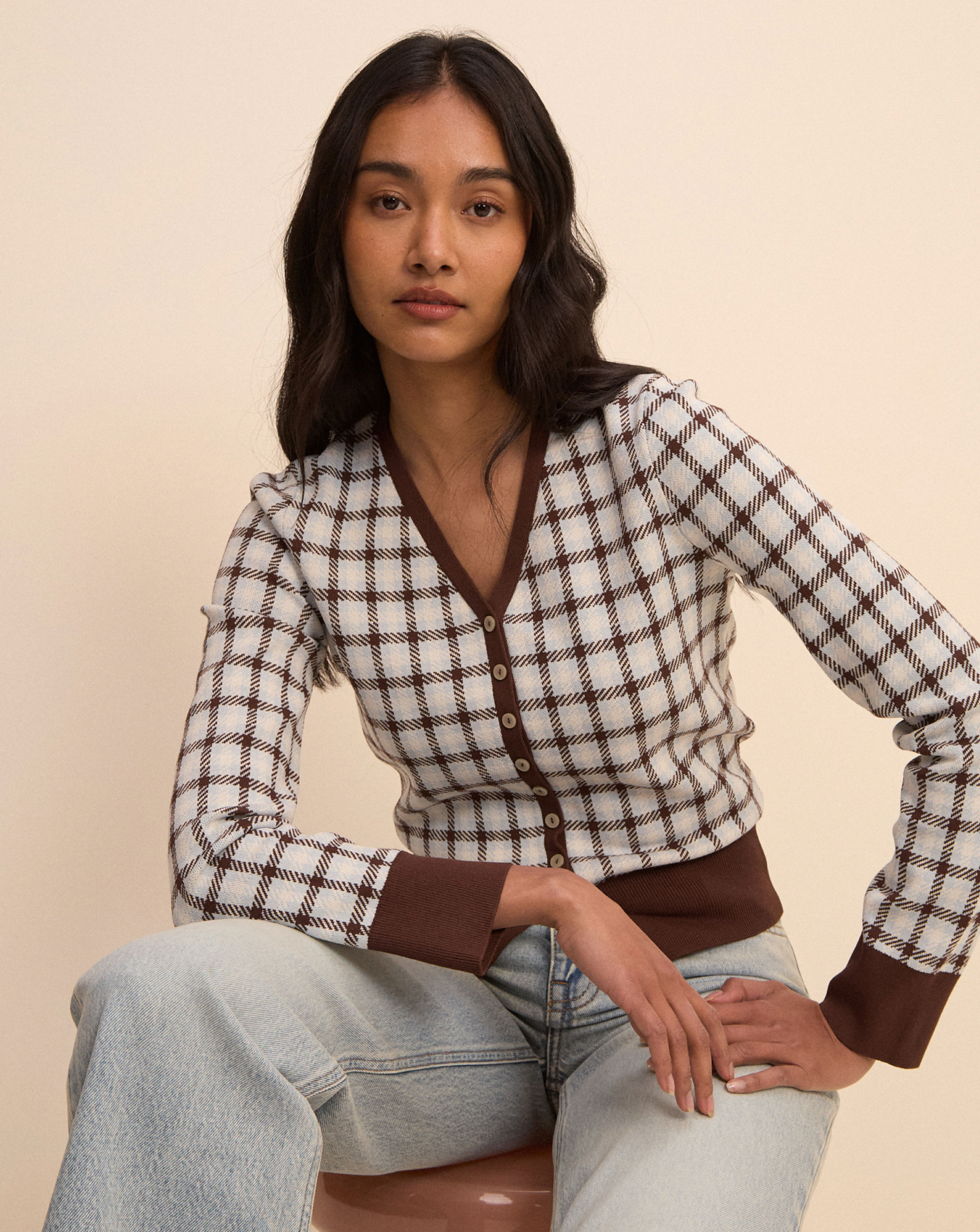New In - NOBODYS CHILD V-NECK JACQUARD CARDI