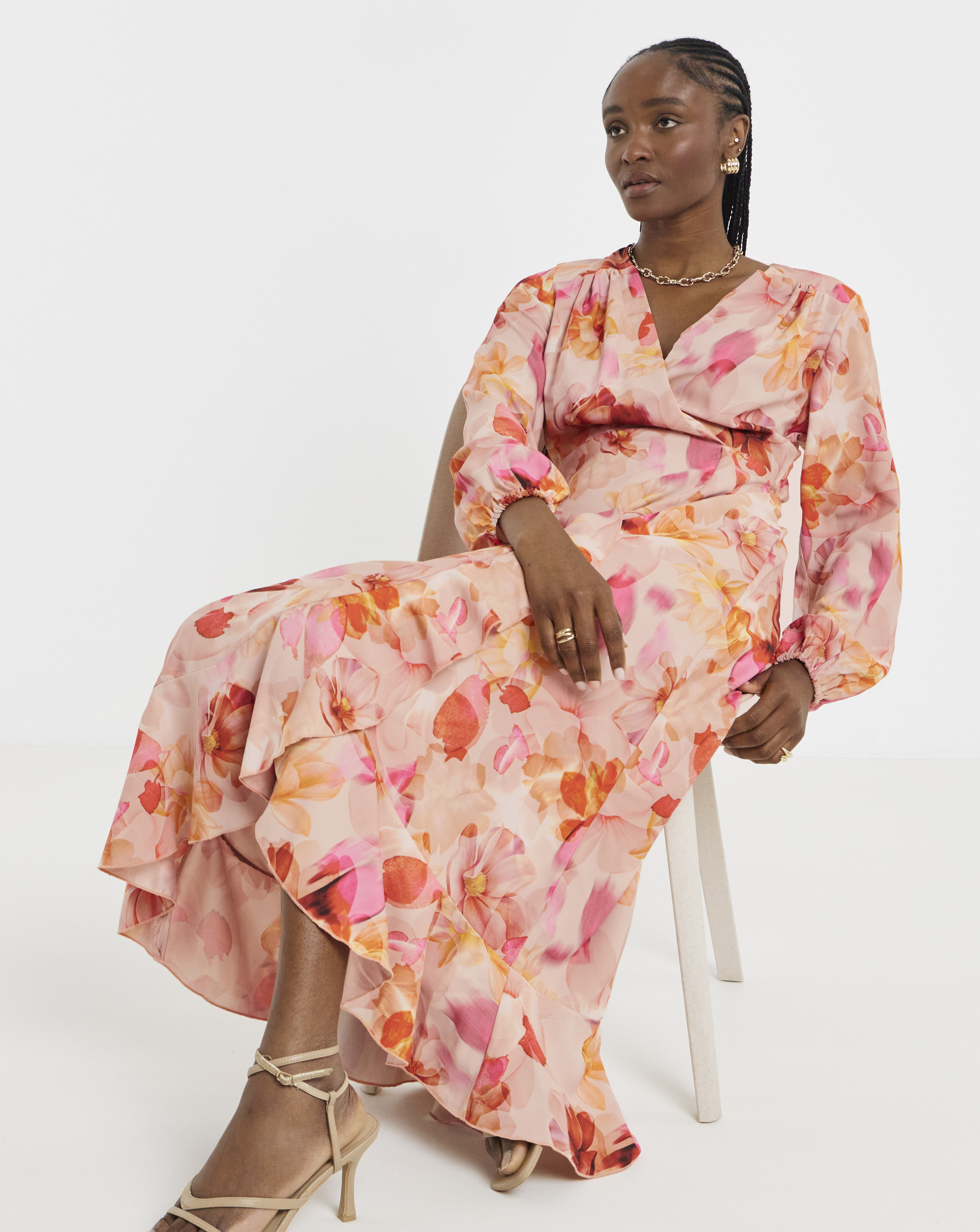 Flounce London Wrap Midaxi Dress