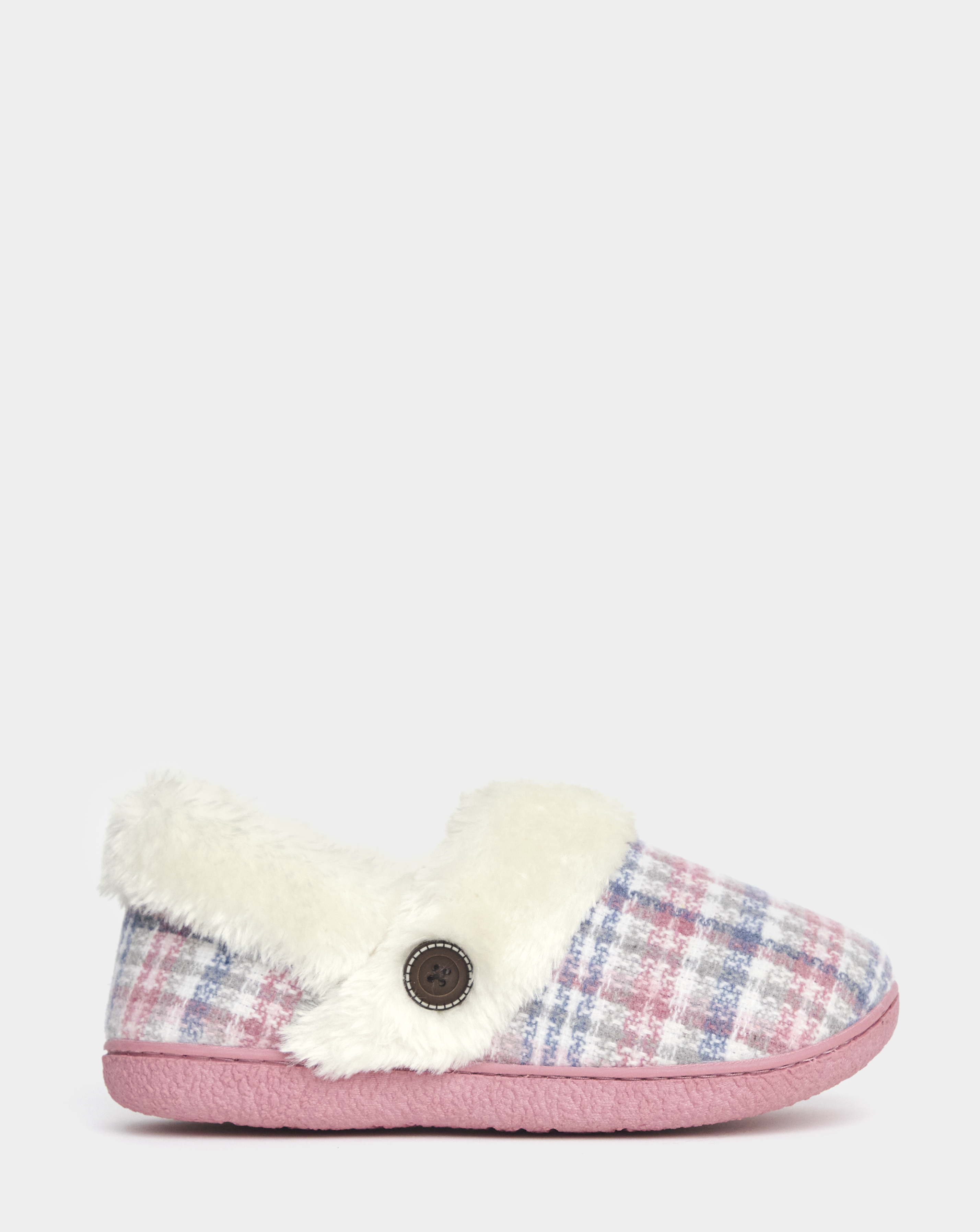 New In - Checkered Cosy Slippers Ex Wide