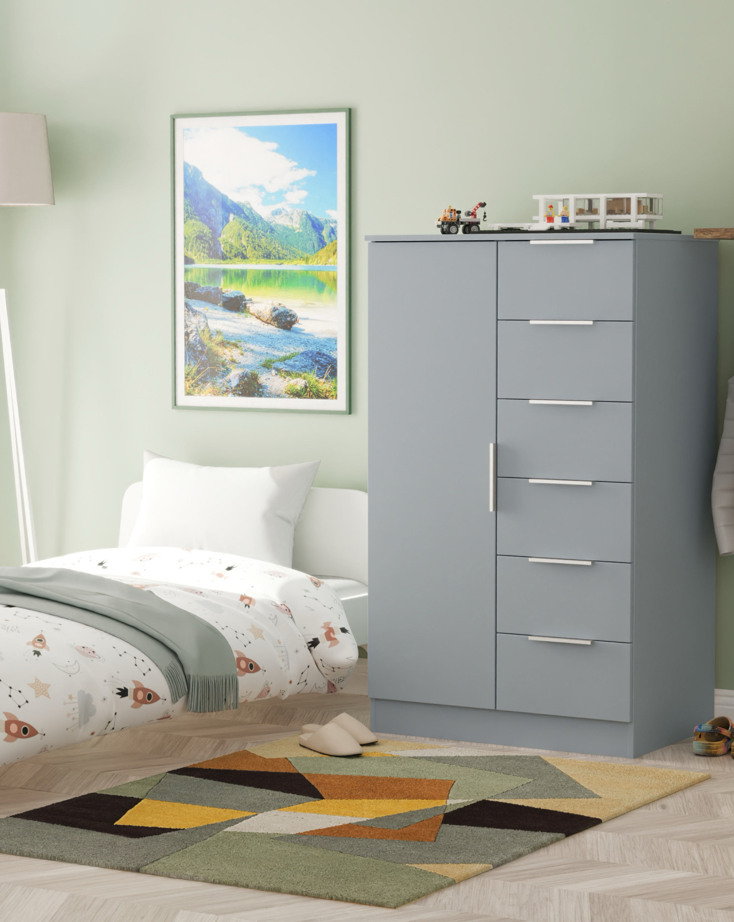 Humber 1 Door 5 Drawer Kids Robe -