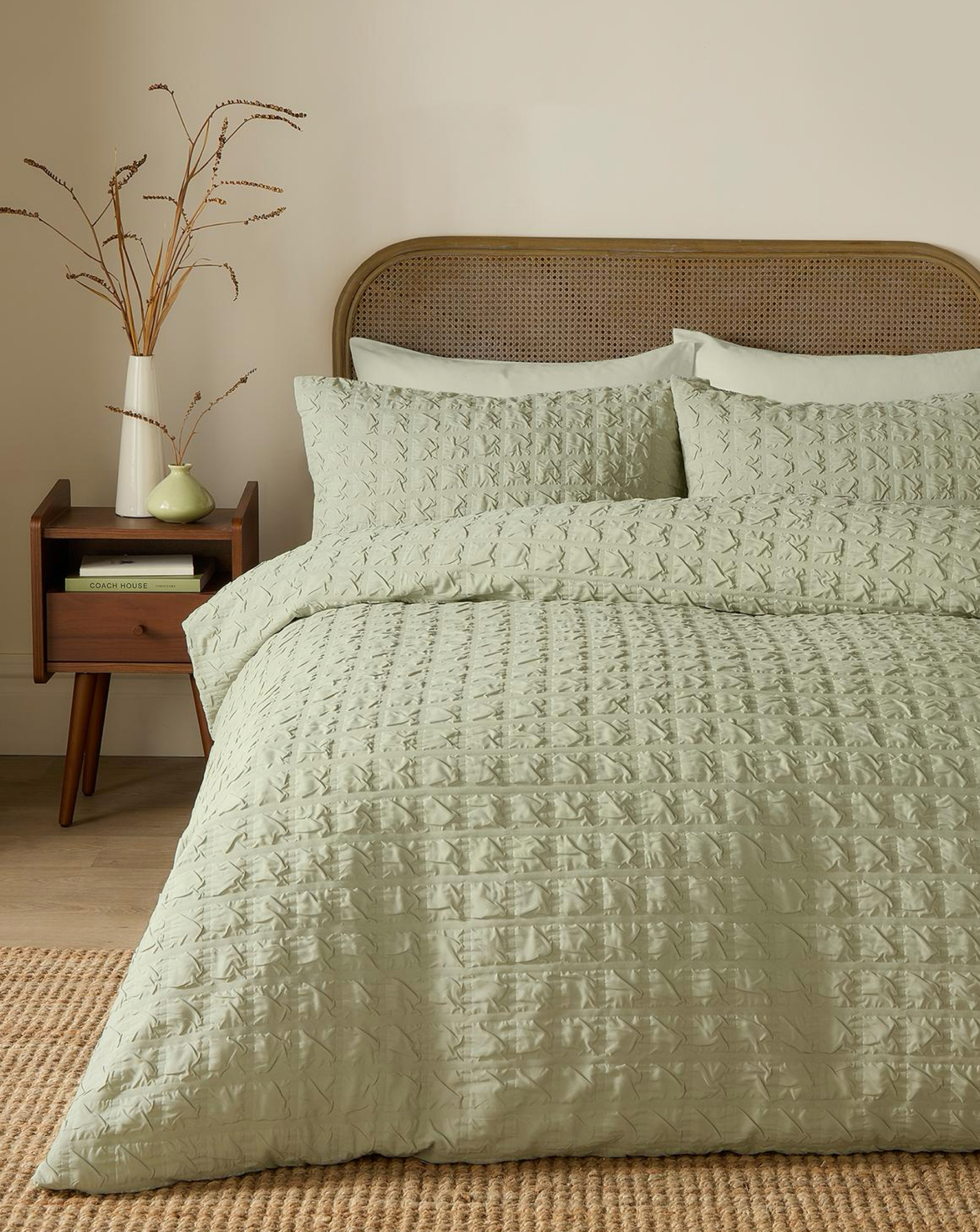 Serene Embossed Grid Duvet Cover Set