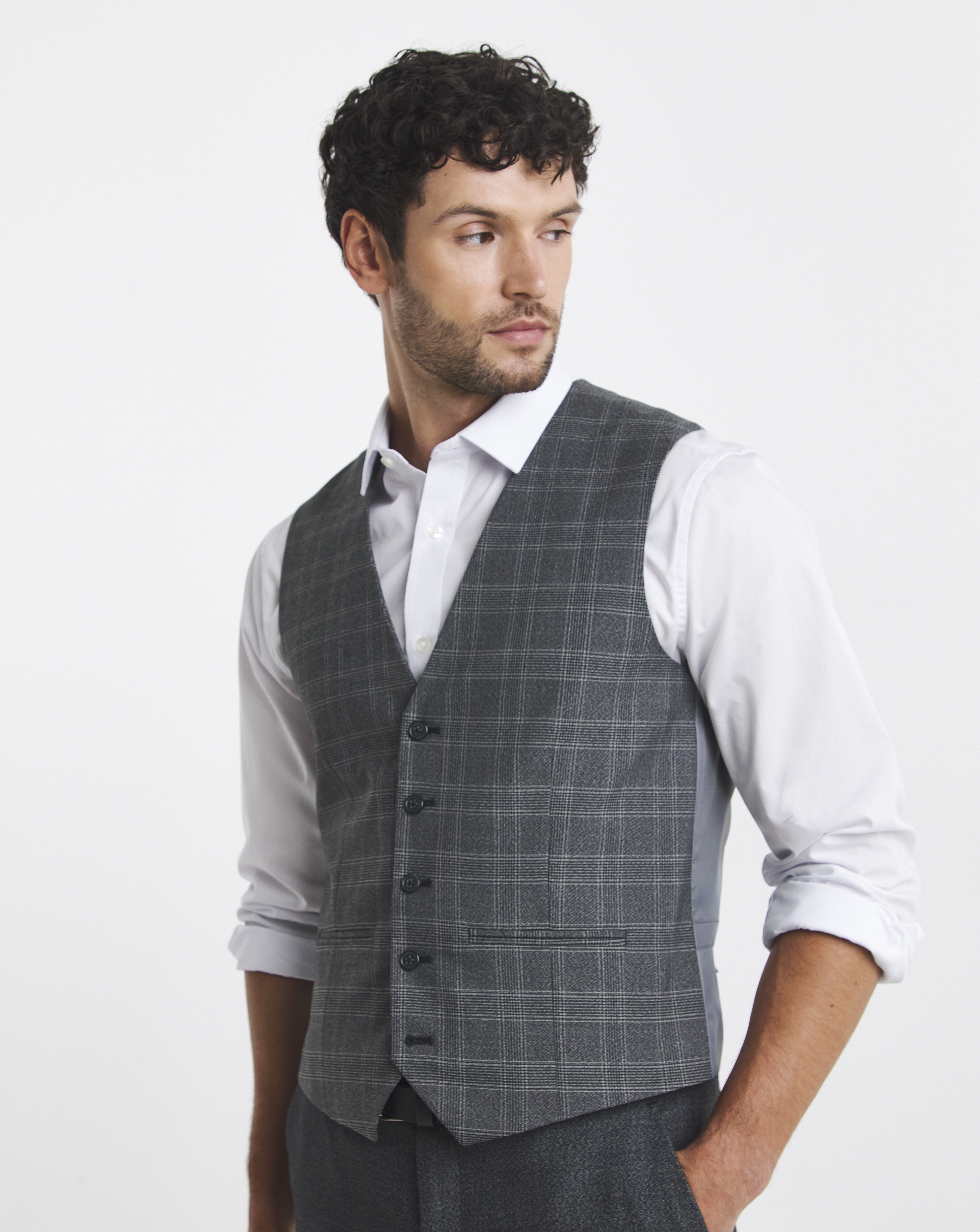 Charcoal Check Regular Fit Waistcoat
