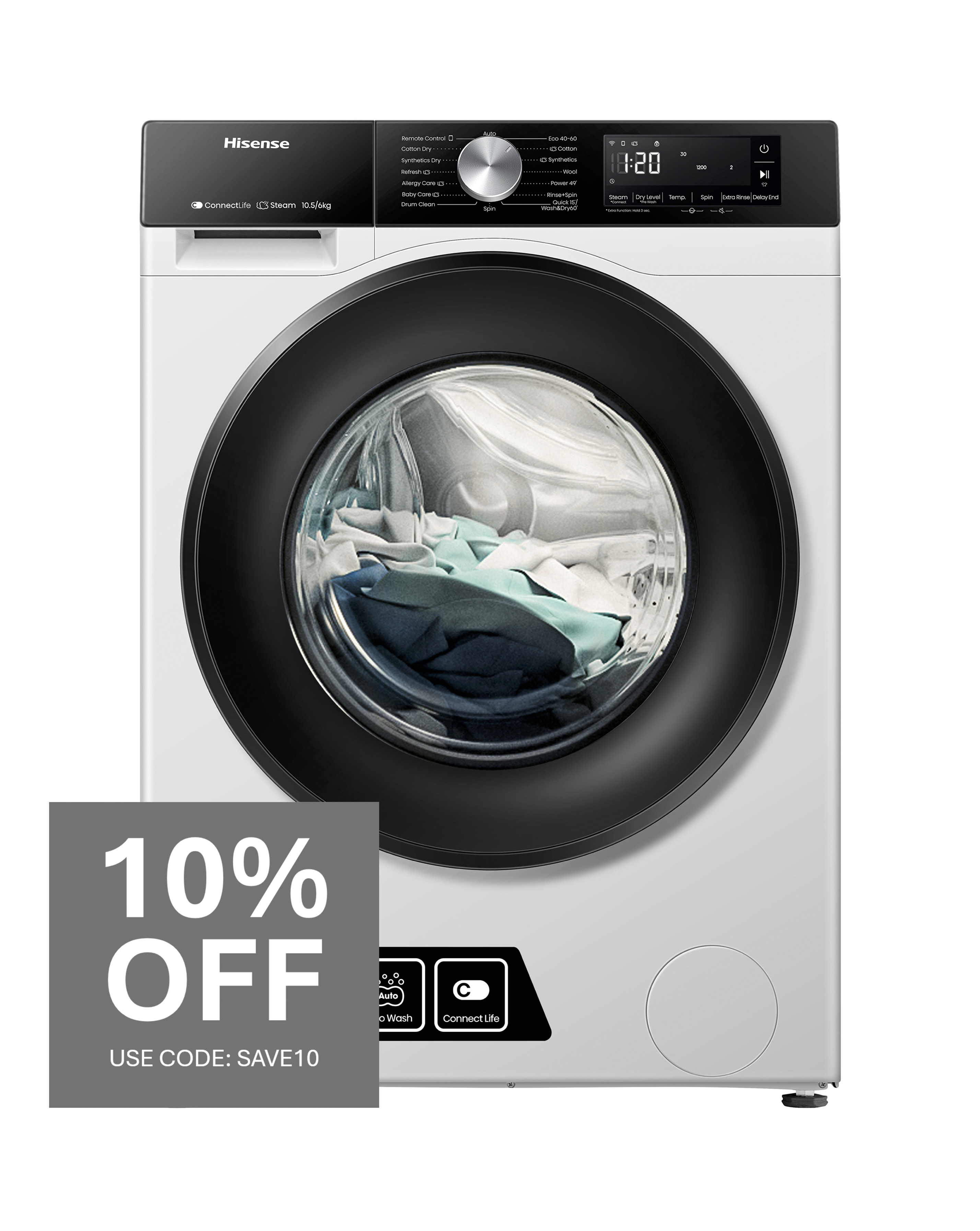 Hisense WD3S1043BW3 10kg Washer Dryer