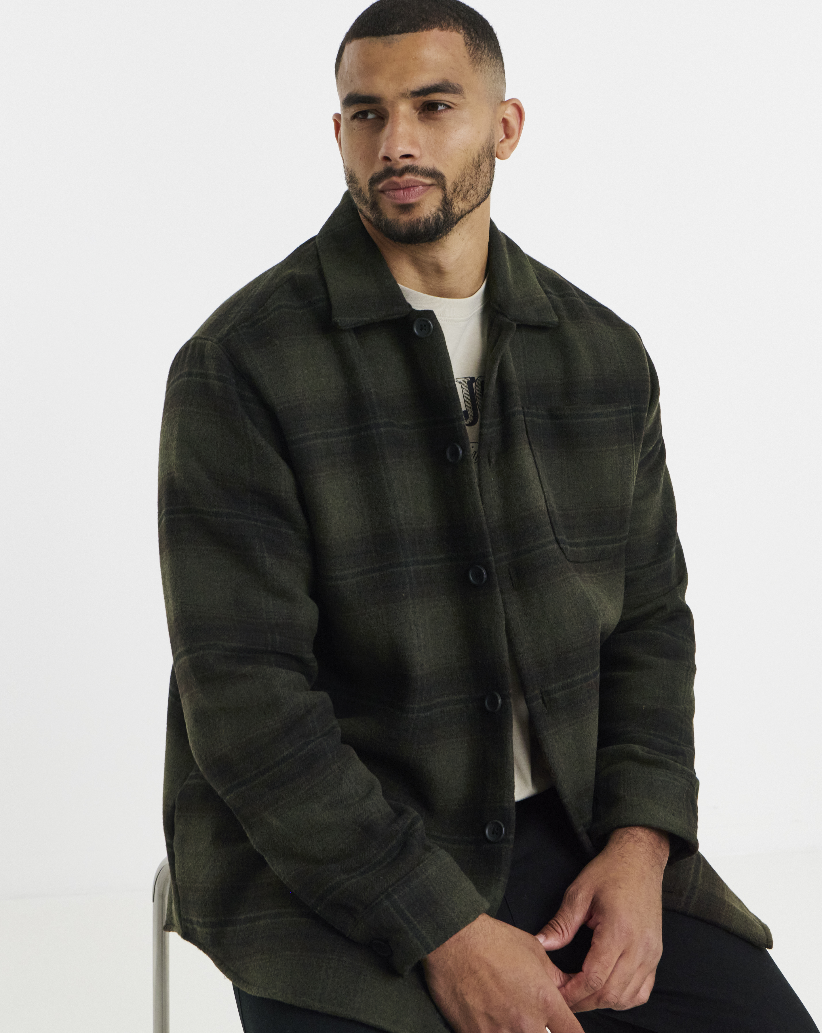 Jack & Jones - Men's - Soho Ollie Overshirt - Olive Check - 4XL