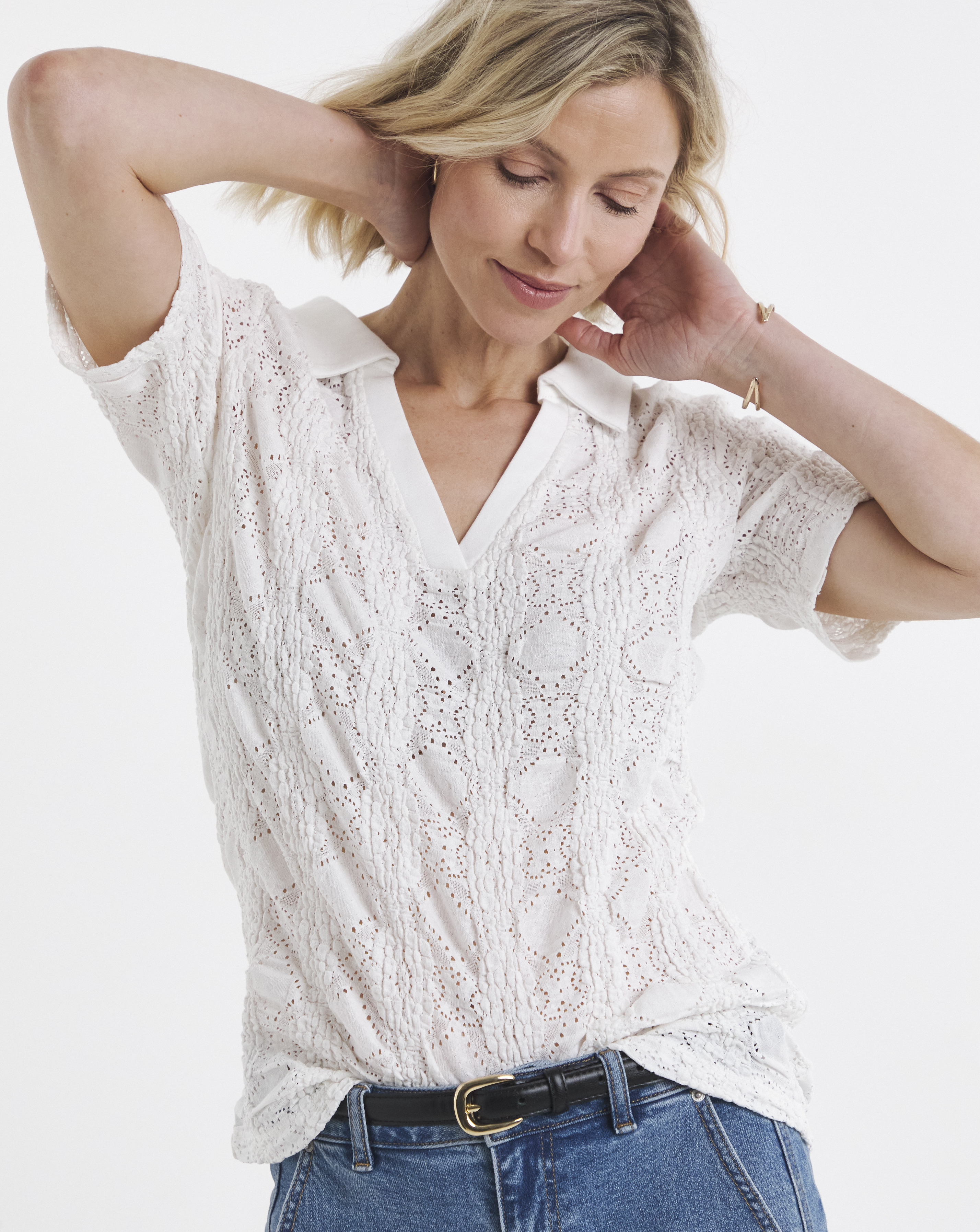 Bubble Texture Collared Top