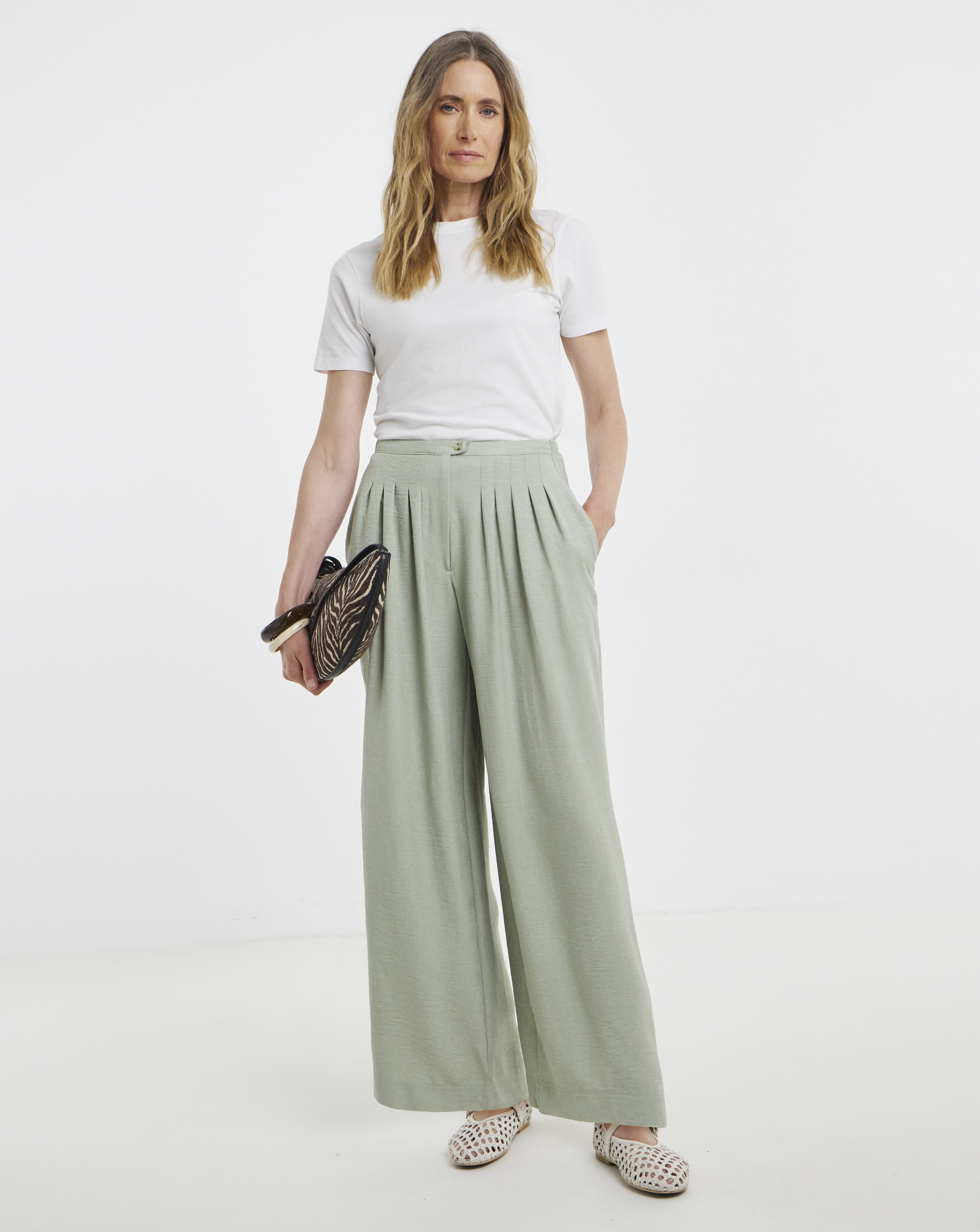 Herringbone Wide Leg Trouser