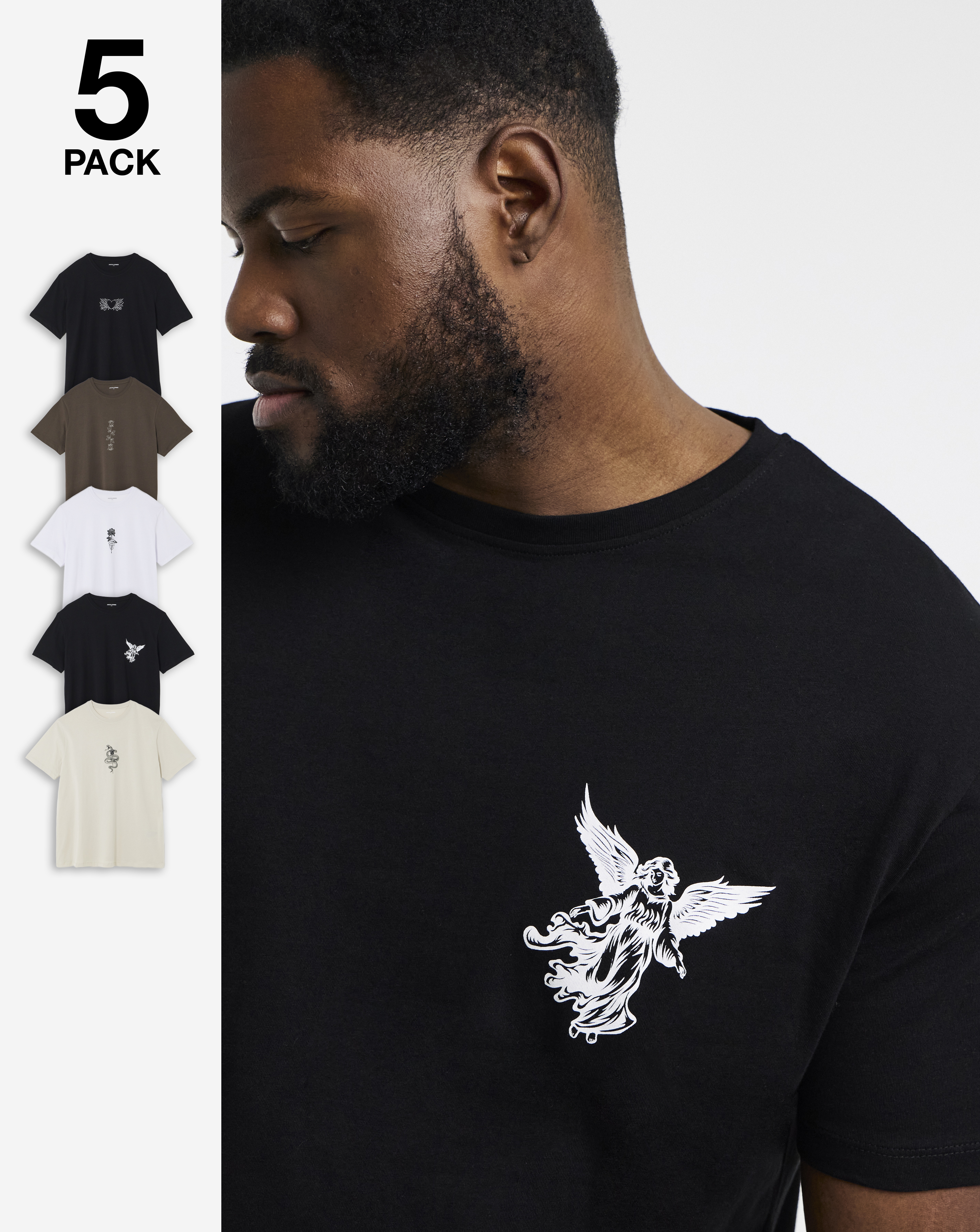 Jack & Jones Wolfie T-Shirt 5 Pack