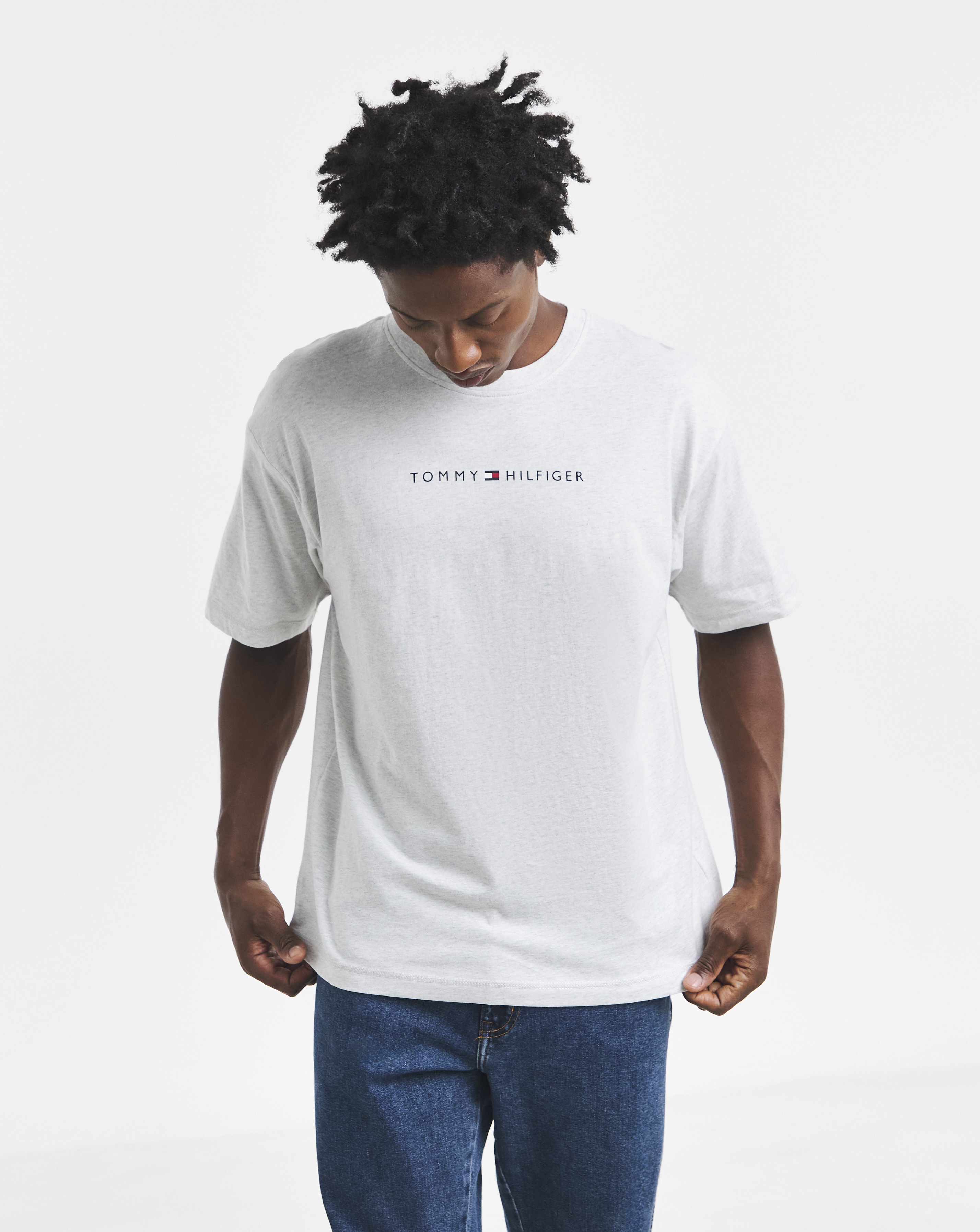 Tommy Hilfiger Linear Logo Loungewear Short Sleeve T-shirt, Grey, Size Xl, Men - Image 3