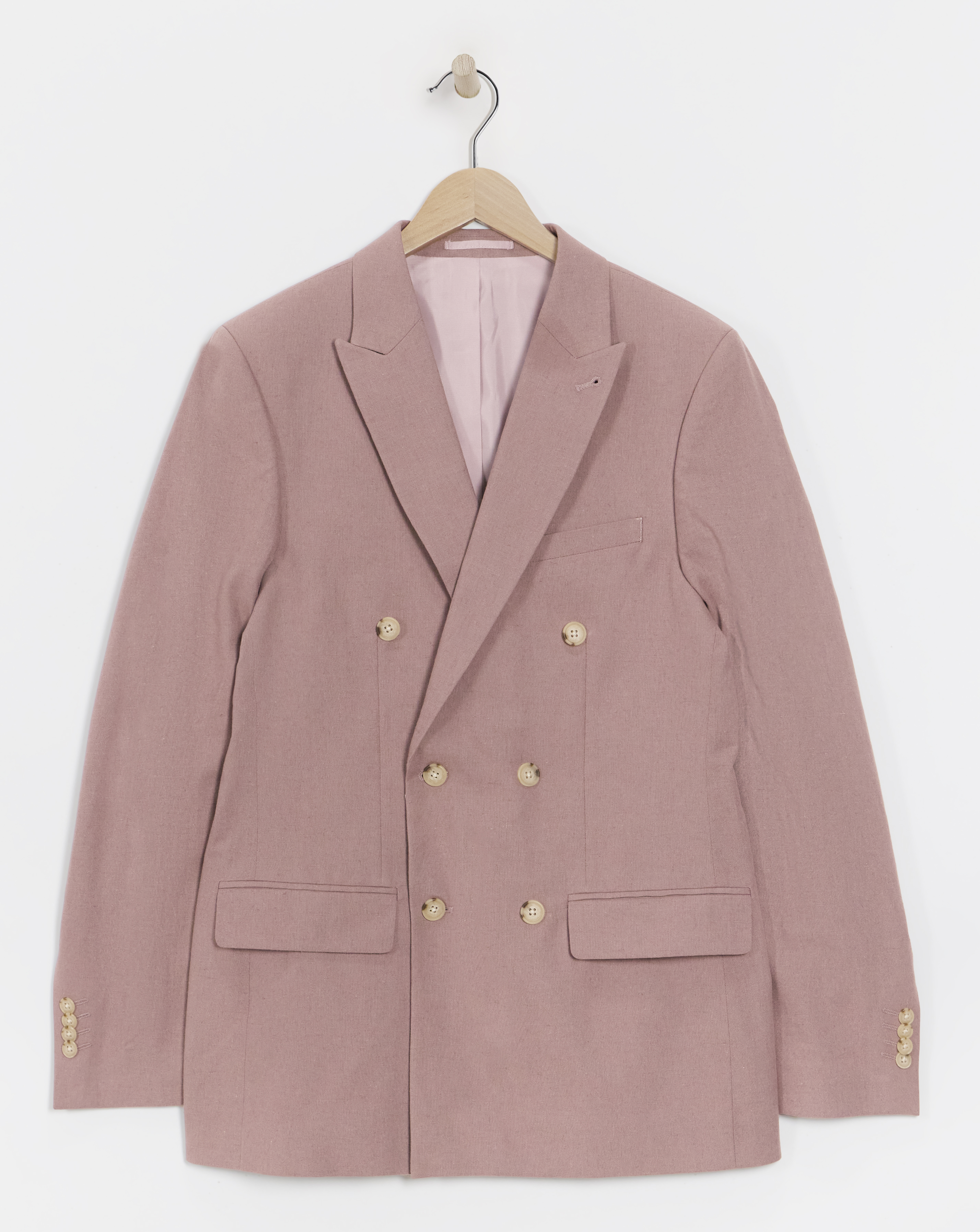 Linen Blend Double Breasted Suit Jacket
