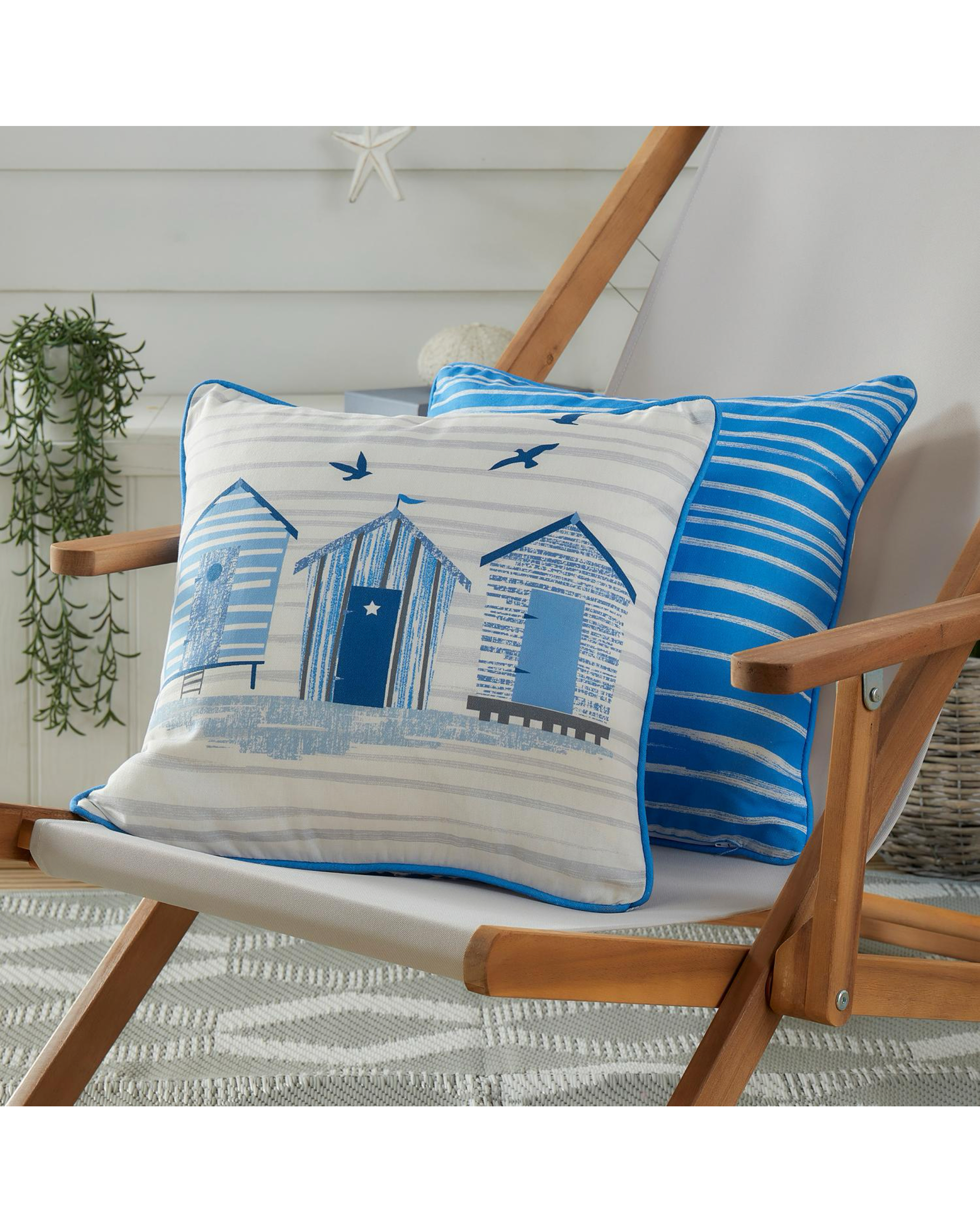 New In - Fusion Beach Huts Outdoor Filled Cushion