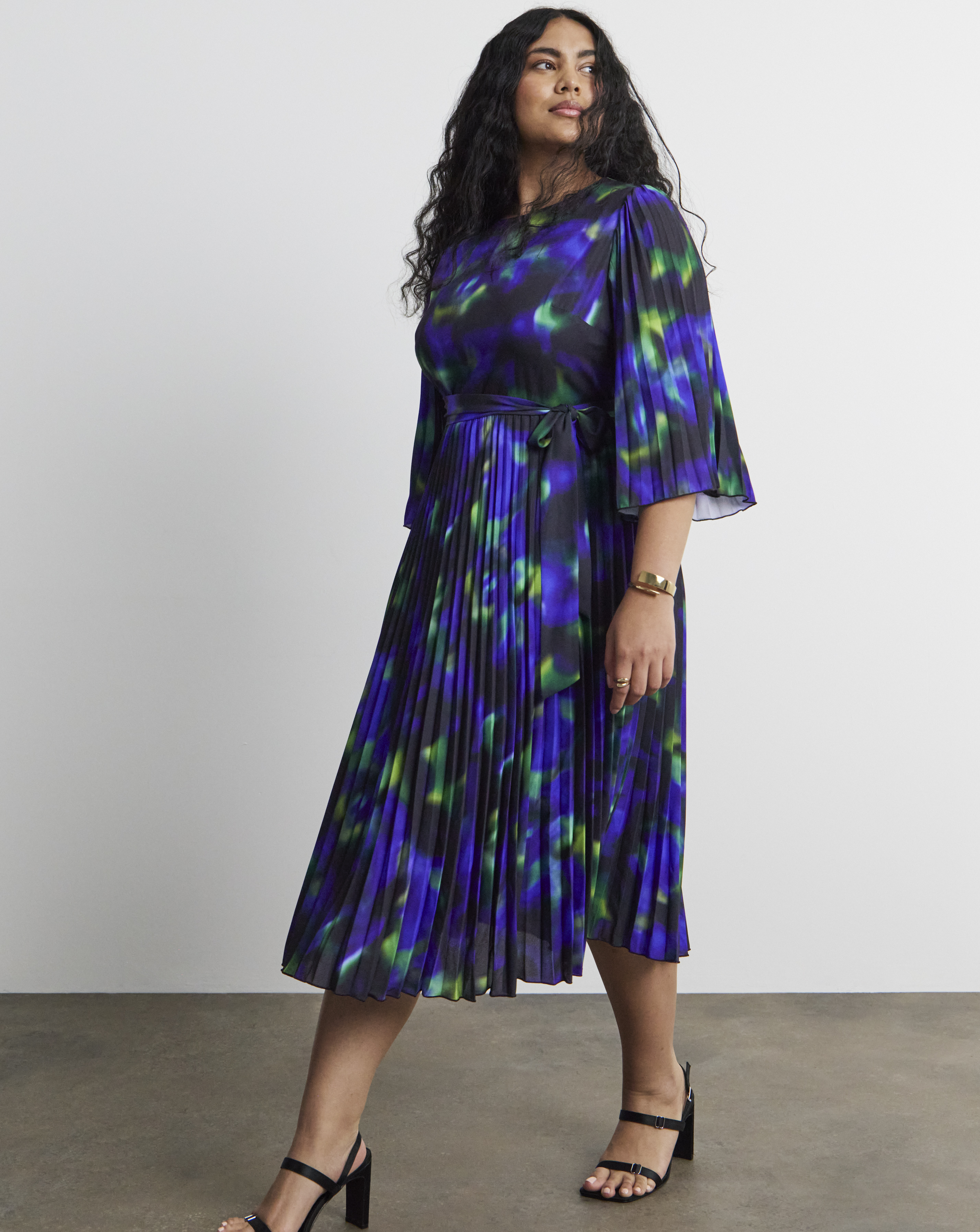Joanna Hope Belted Pleat Midi Dress