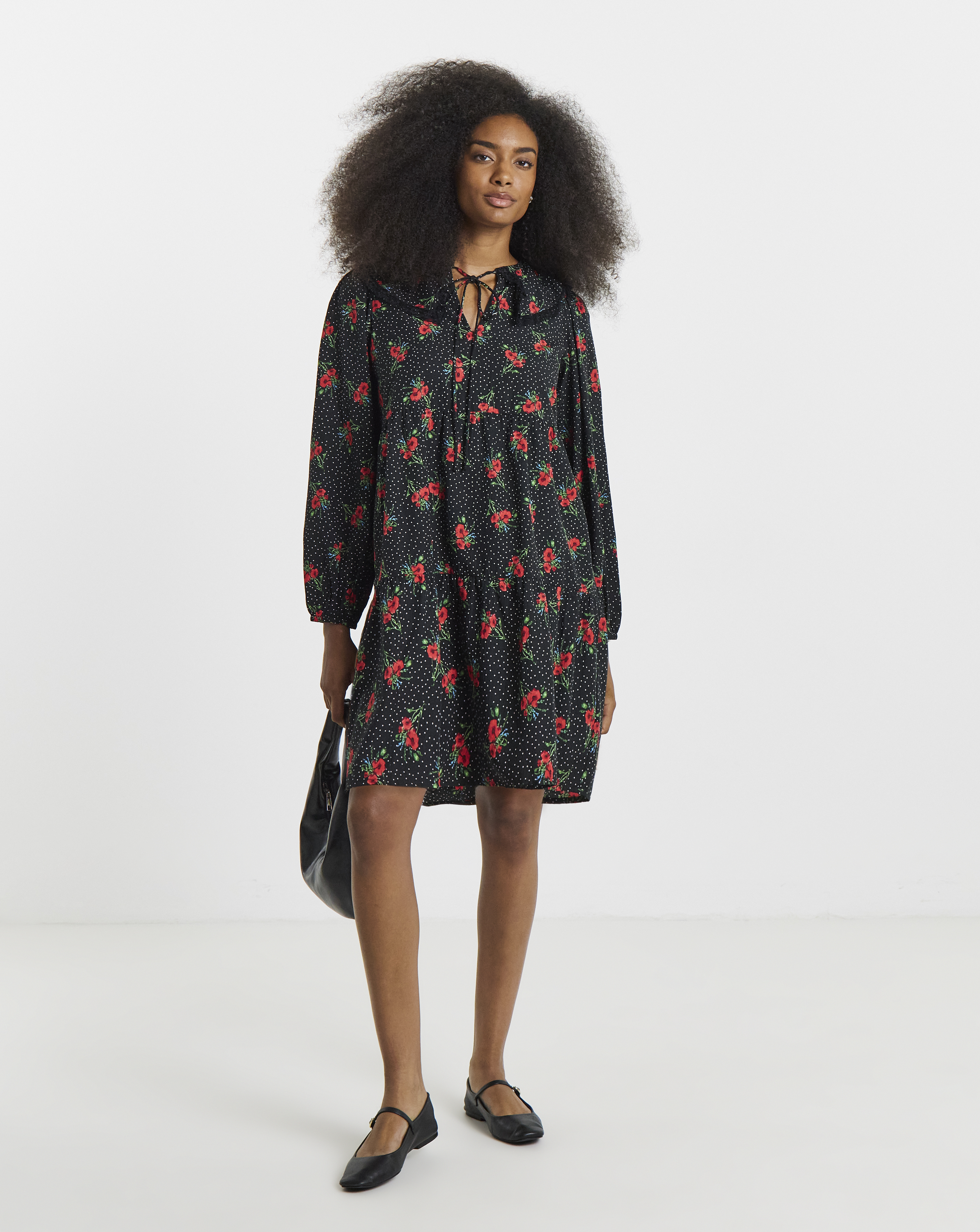 Simply Be - Women's Ditsy Print Lace Trim Smock Dress - Size 10 - Ditsy print - 100% Polyester