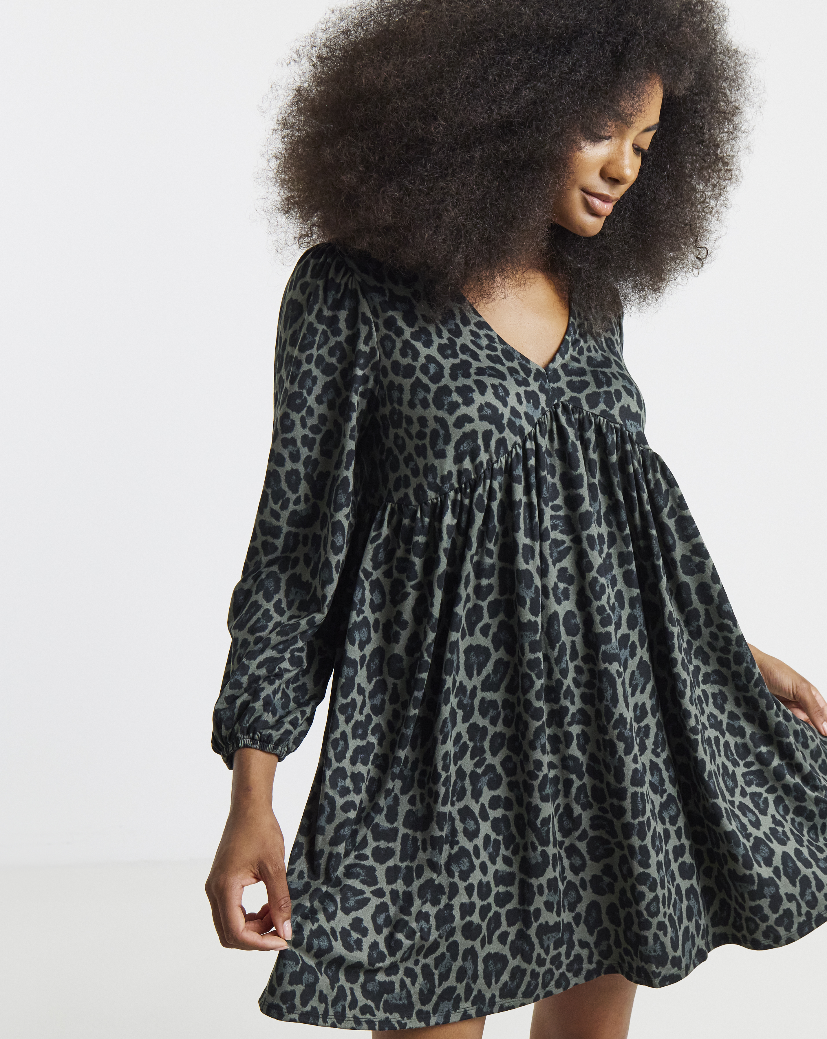 Green Animal Supersoft Smock Dress
