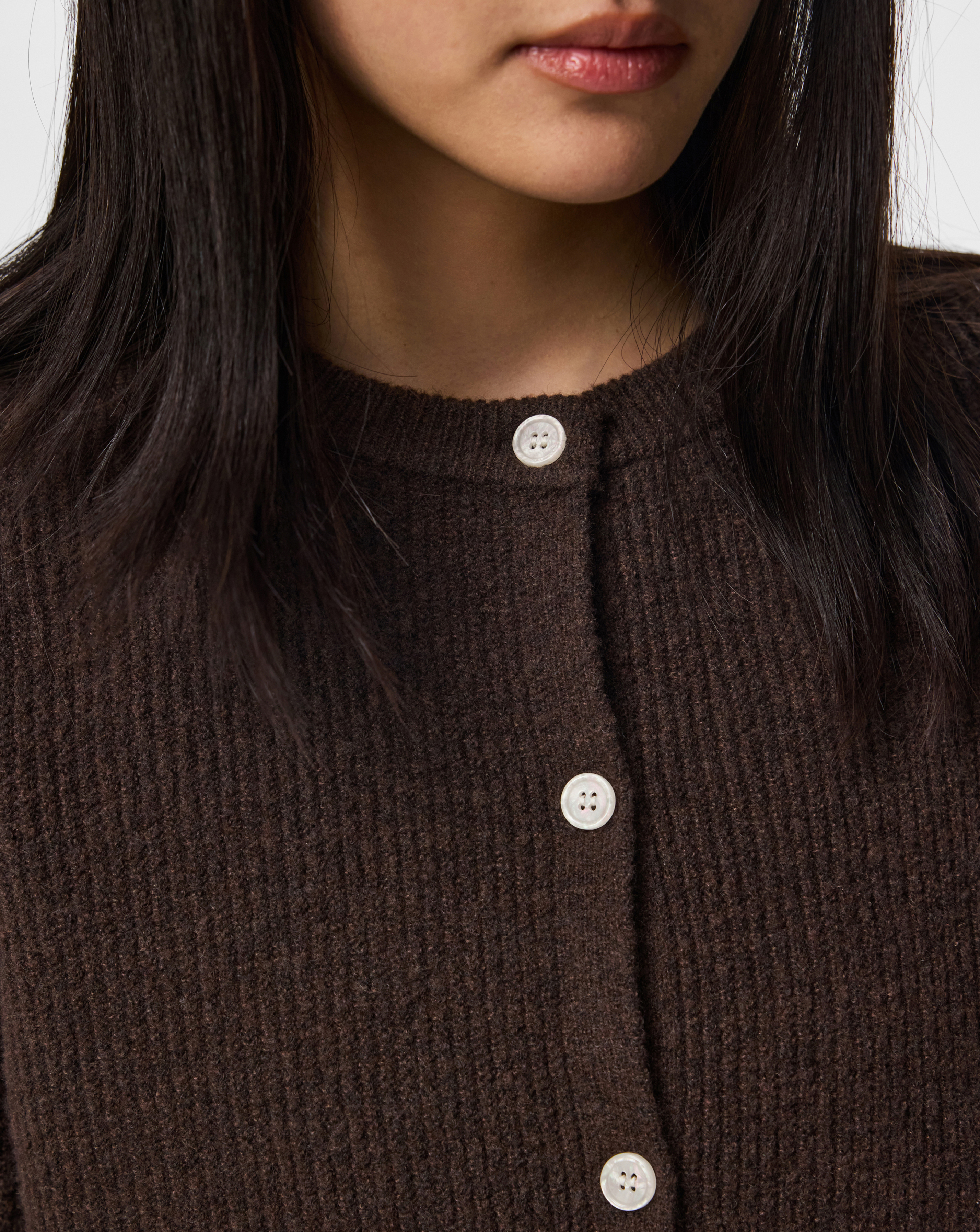 Pieces Women's Short-Sleeve Crew-Neck Ribbed Knit Cardigan - Hot Fudge - M - Image 5