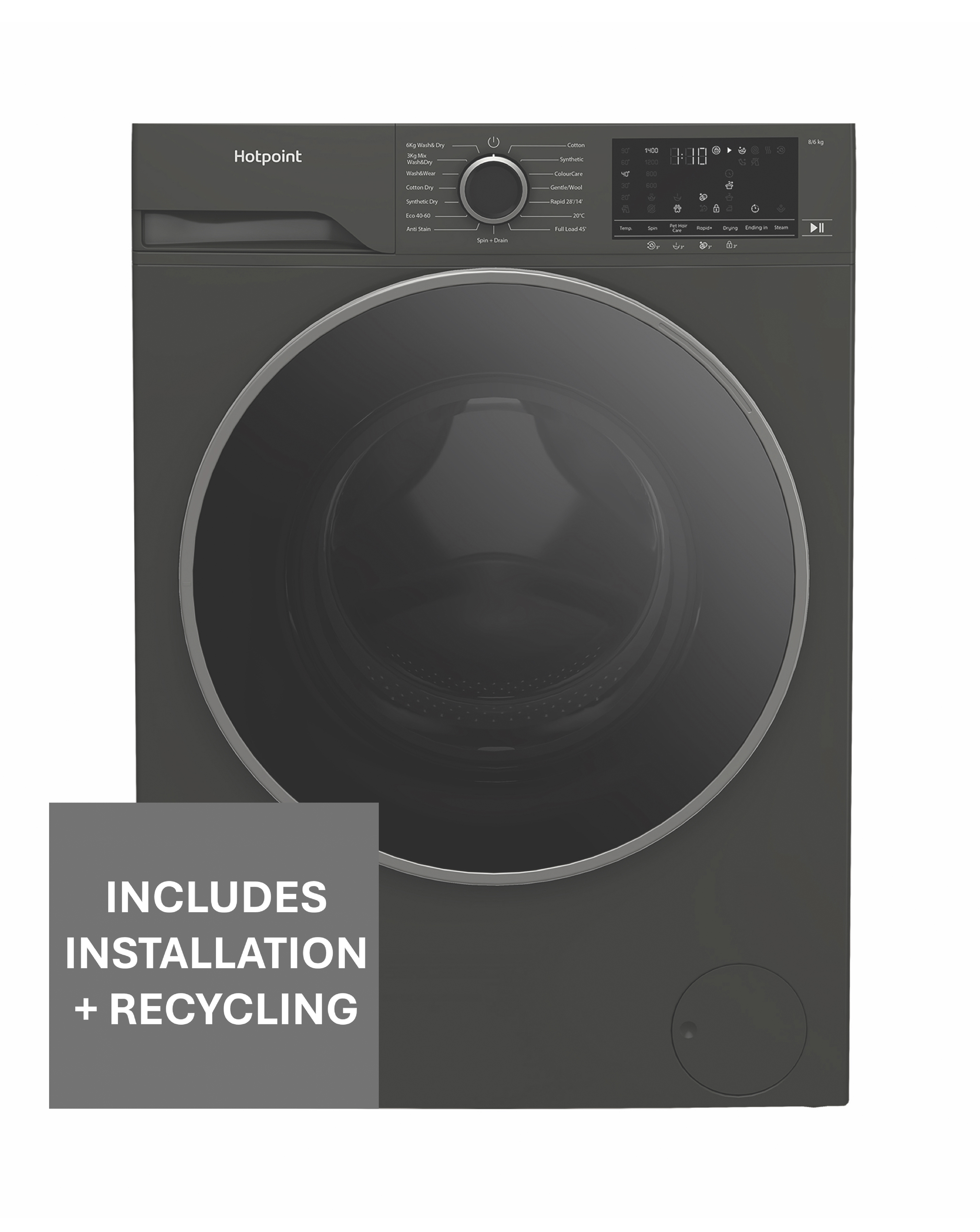 Hotpoint HBD 8680G ANTISTAIN UK 8+6kg- Dark Grey + Installation