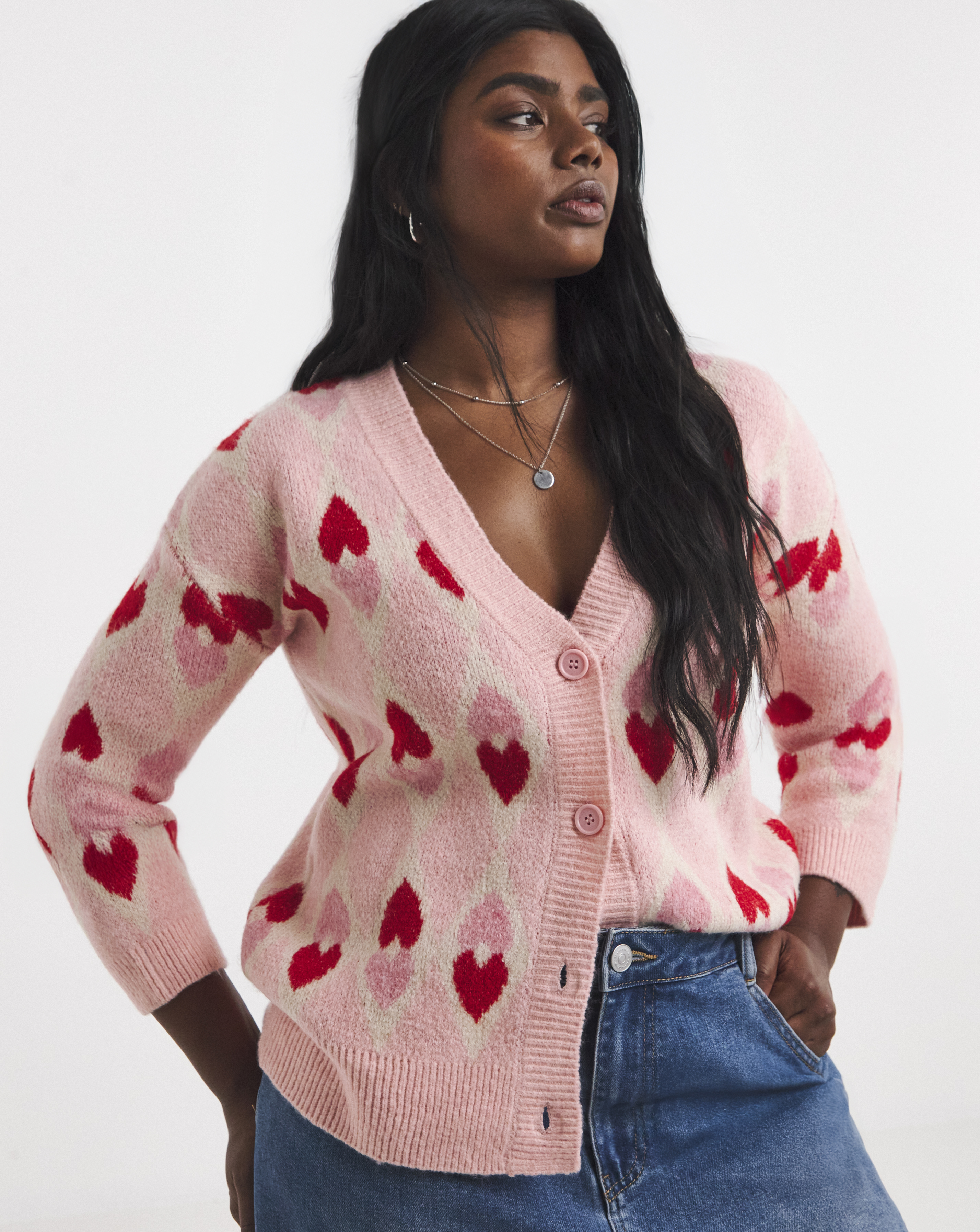 New In - Heart Jacquard Cardigan