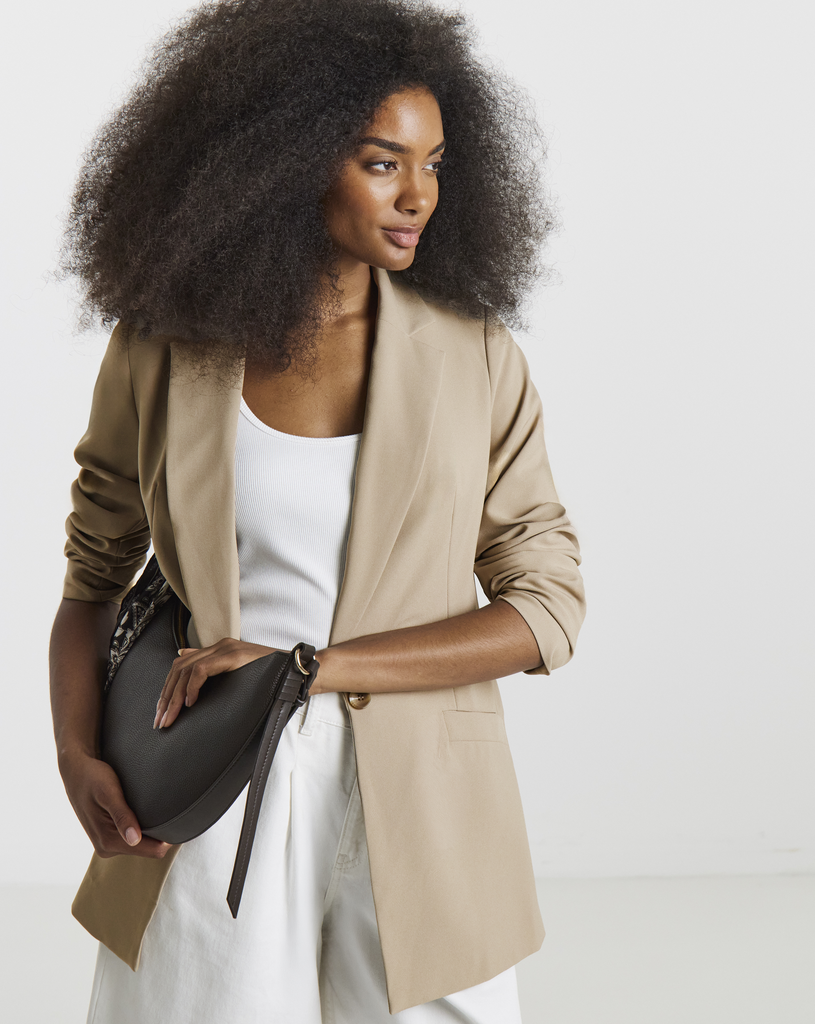 Simply Be Neutral Single Breasted Blazer