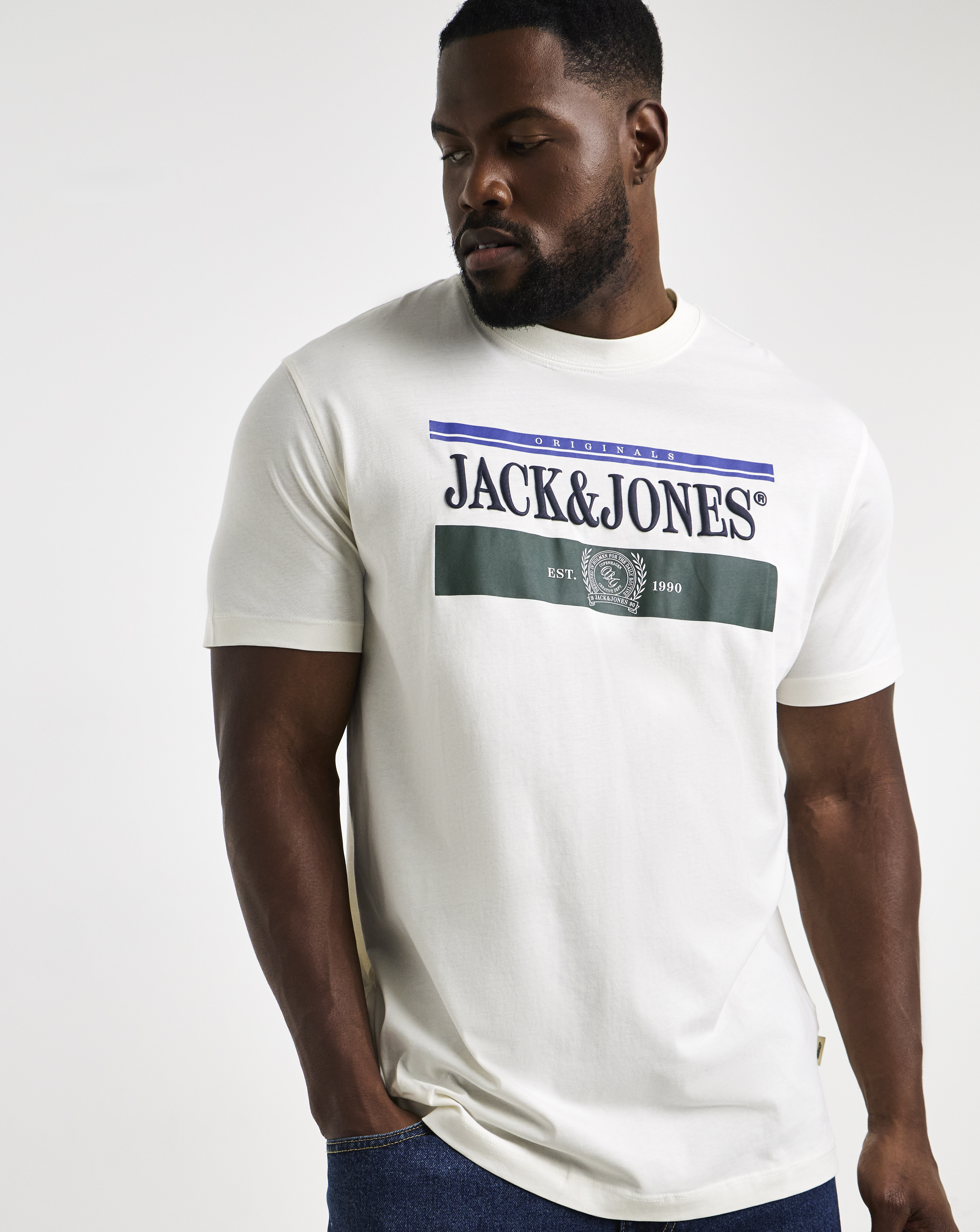 Jack & Jones Frederiksberg T-Shirt Snow White - Size: M(44)