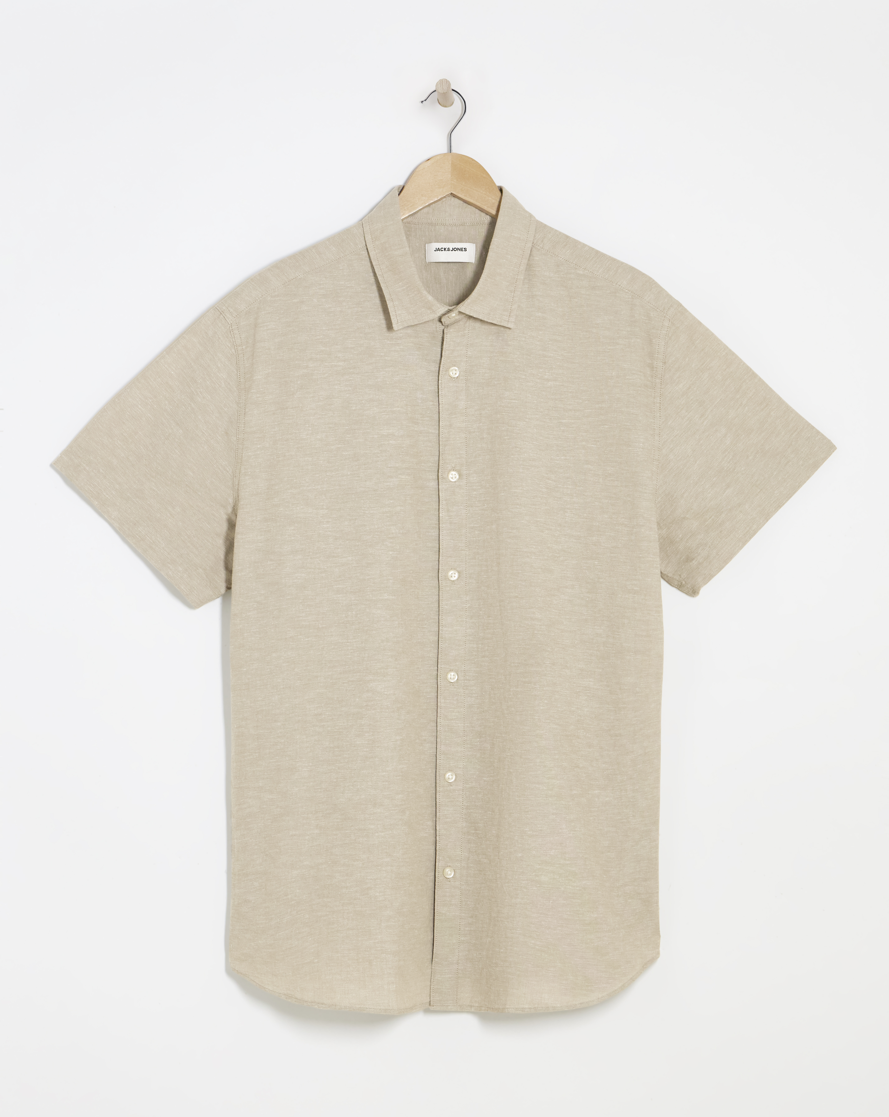 Jack & Jones Breeze Short Sleeve Linen Shirt - Crockery