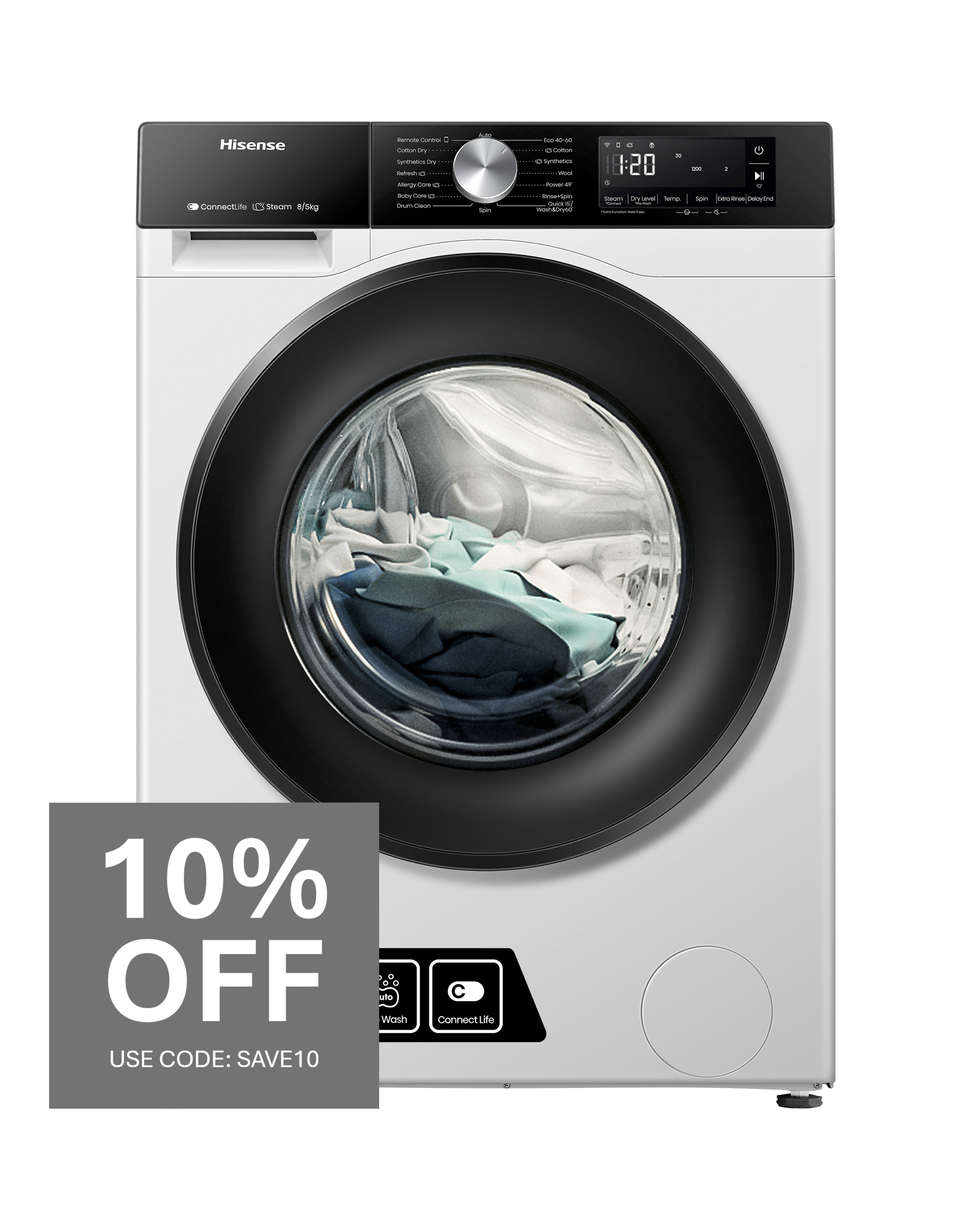 Hisense WD3S8043BW3 8kg Washer Dryer