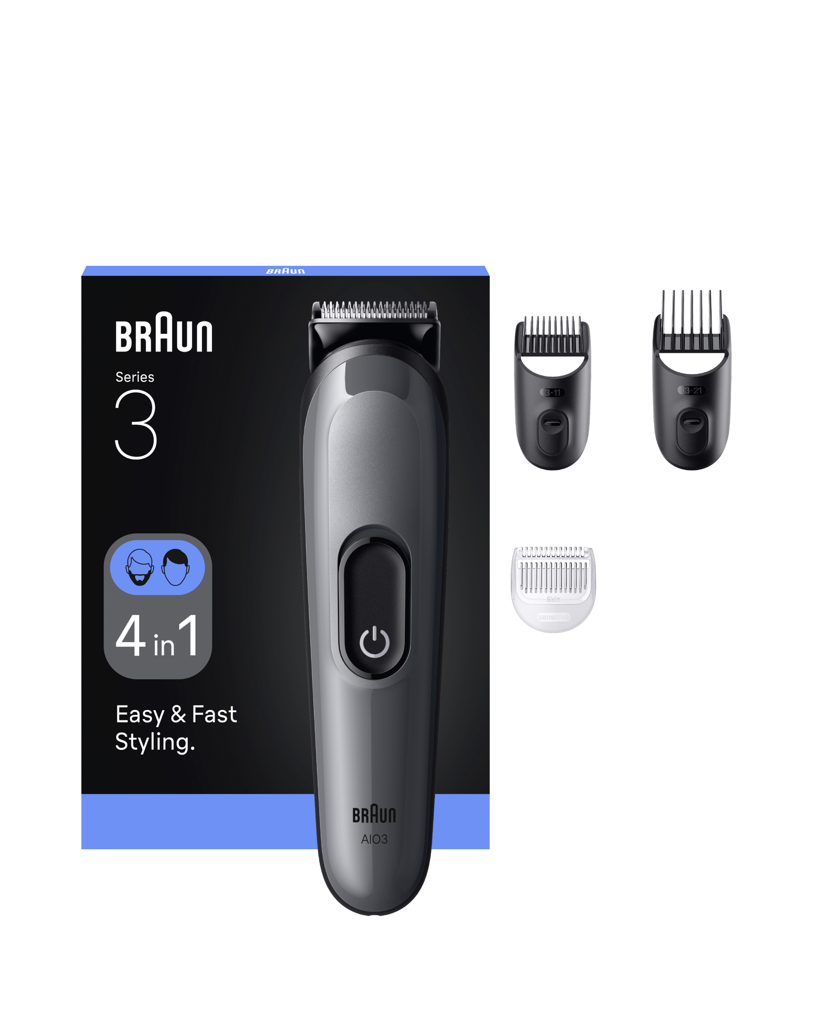 Braun All-in-One Series 3, 4in1 Grooming Kit, 14 Lengths, AIO3500, Grey, One Colour, Women - Image 10