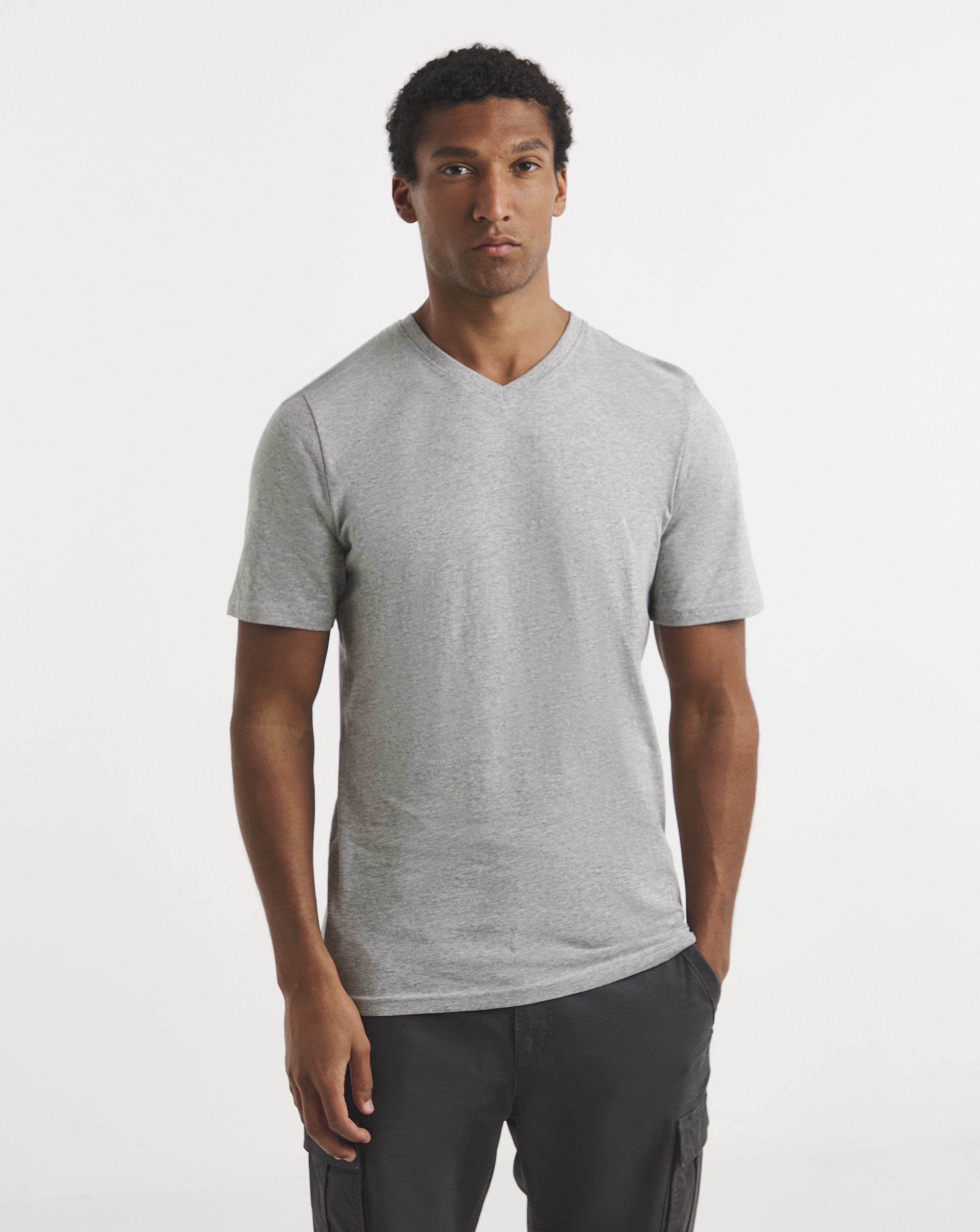 Pure Cotton V-Neck T-Shirt Long