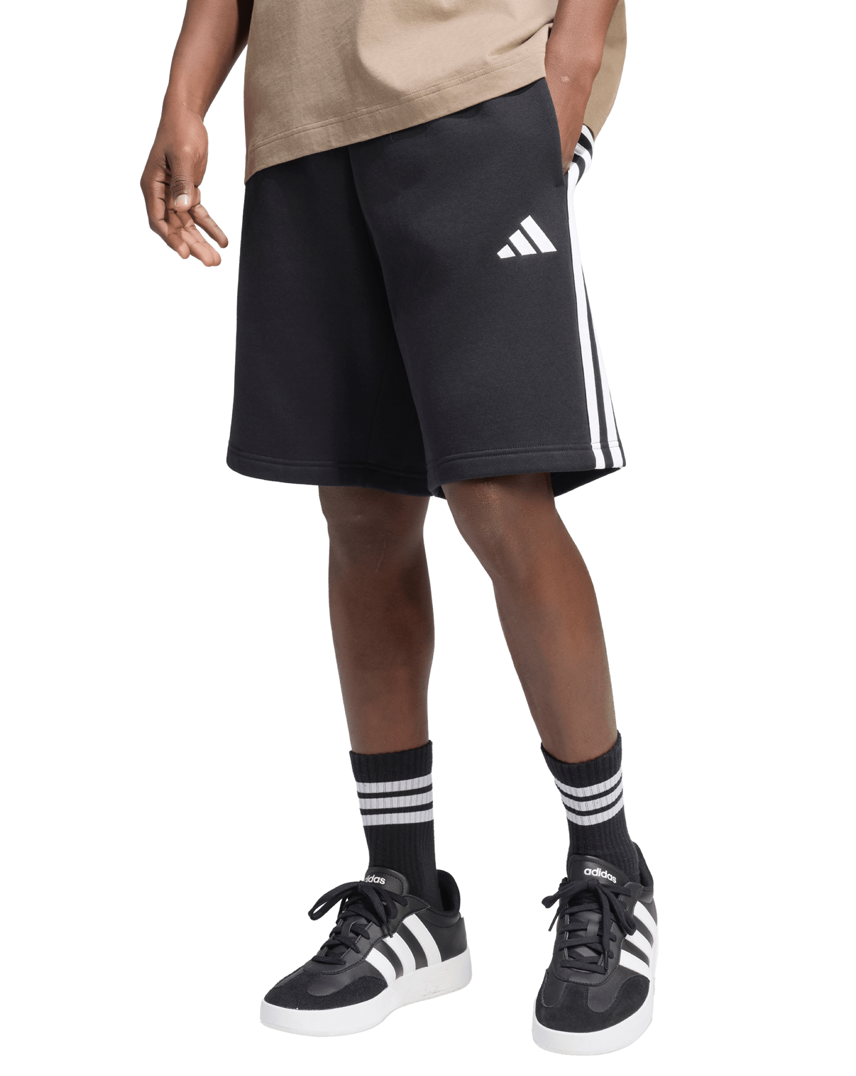 New In - adidas 3 Stripes Fleece Shorts 9 inch