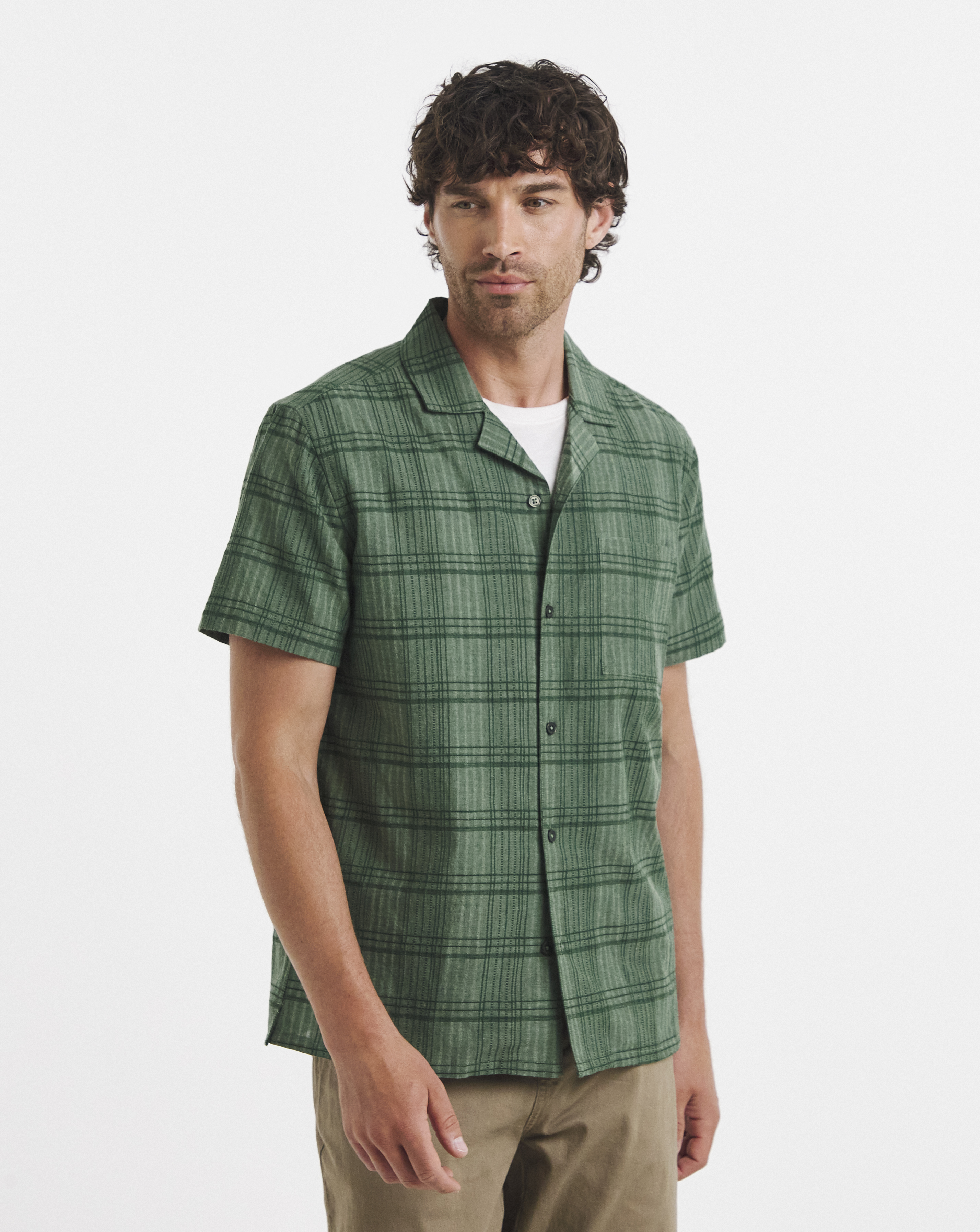 Slub Check Revere Collar Shirt