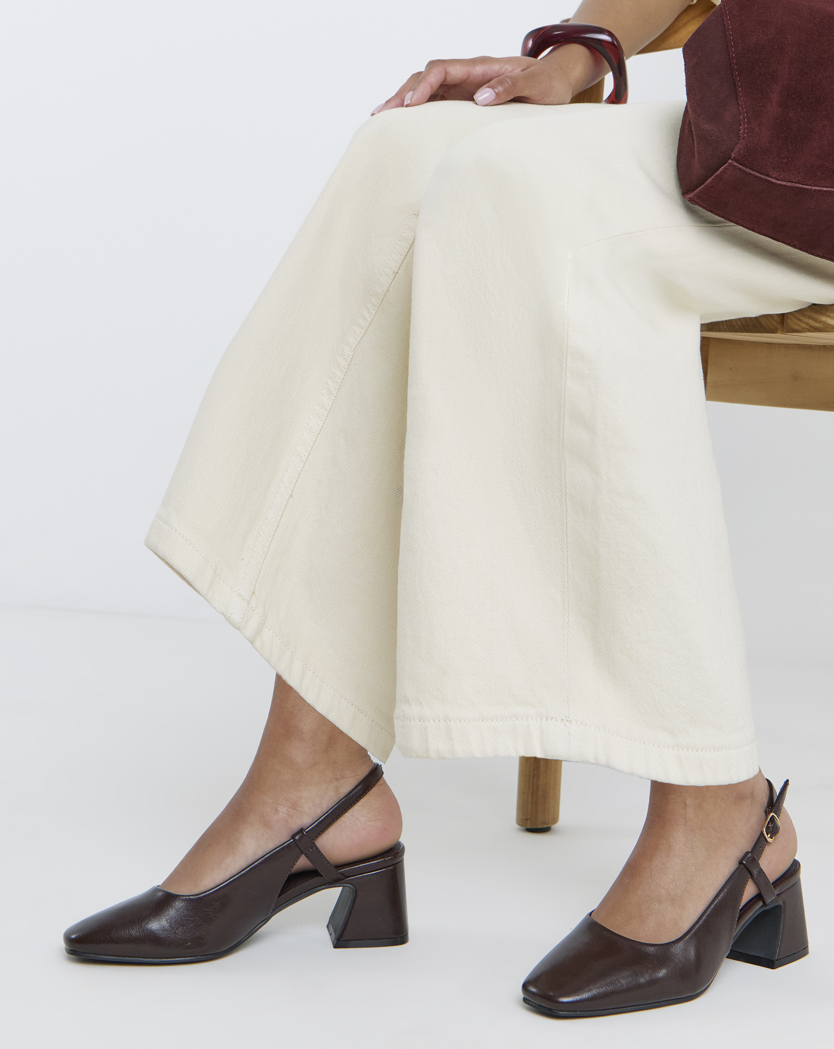 Vivi Block Heel Slingback Shoes - Wide Fit (E)