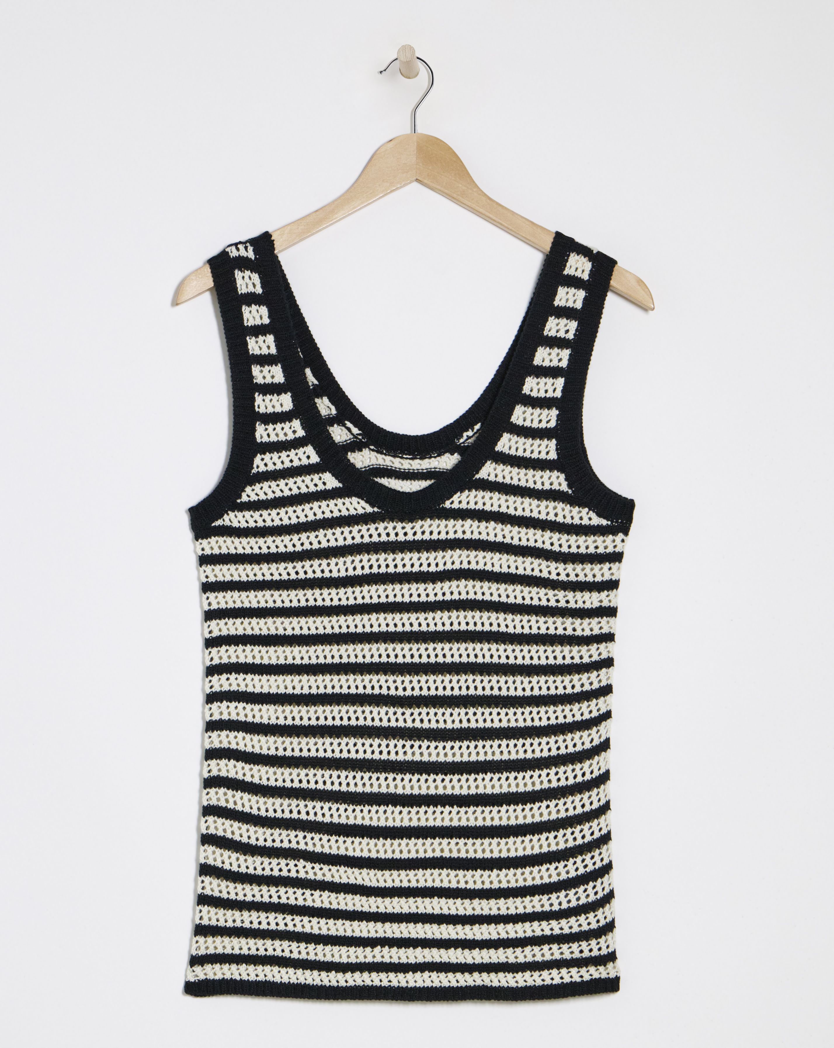 Simply Be Stripe Crochet Knitted Scoop Neck Vest