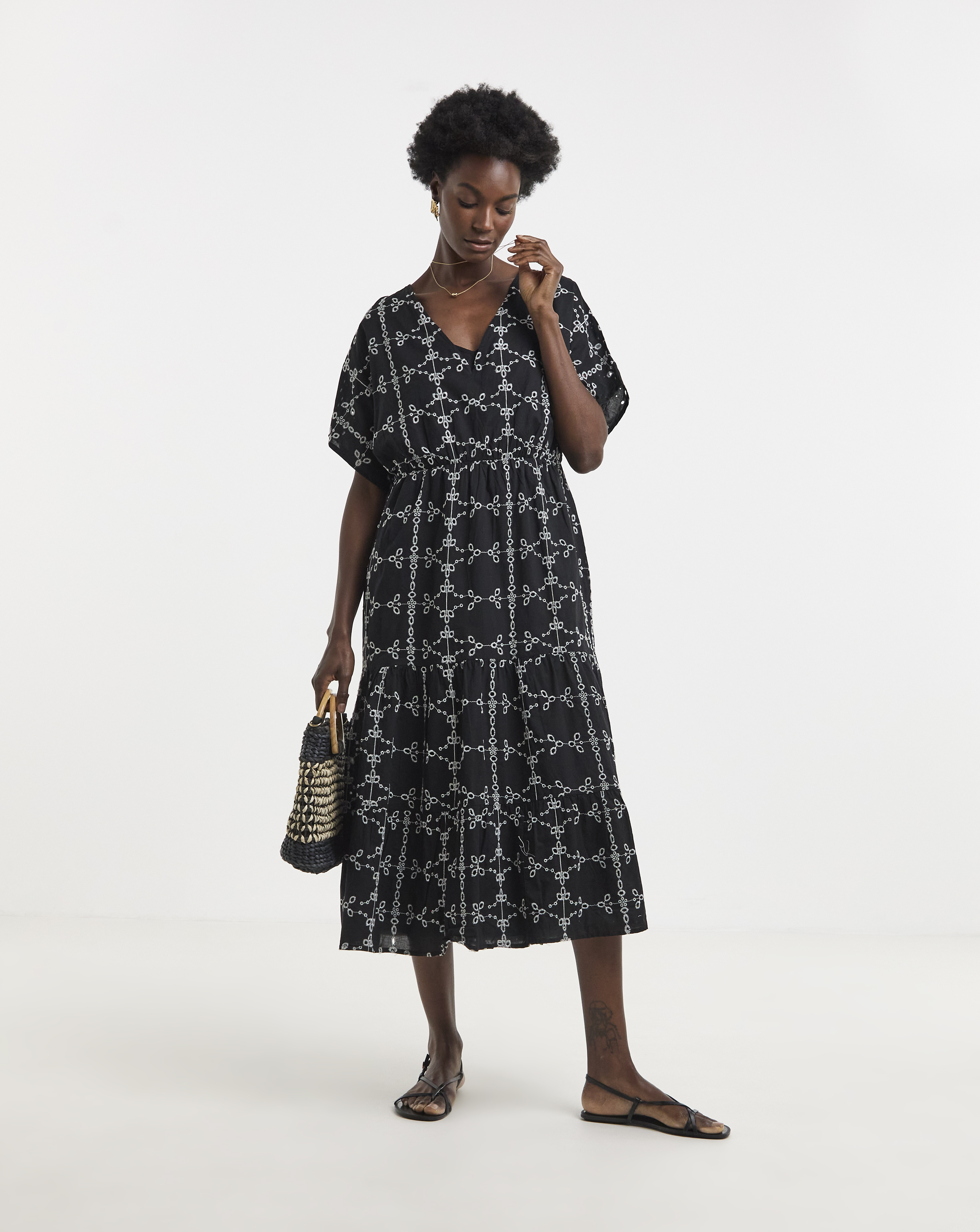 Pure Cotton Borderie Smock Dress
