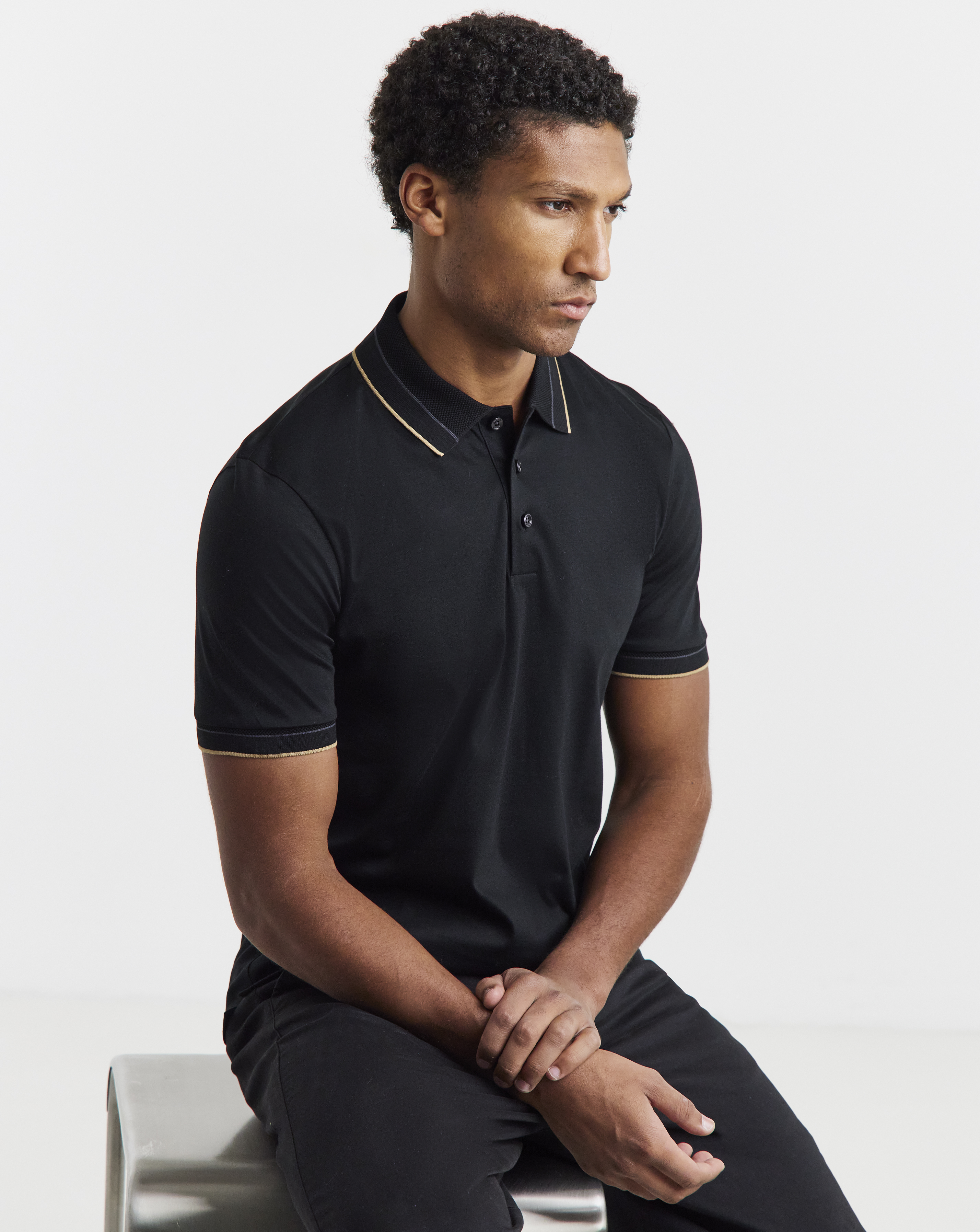 BOSS Short Sleeve Tipped Polo - Black