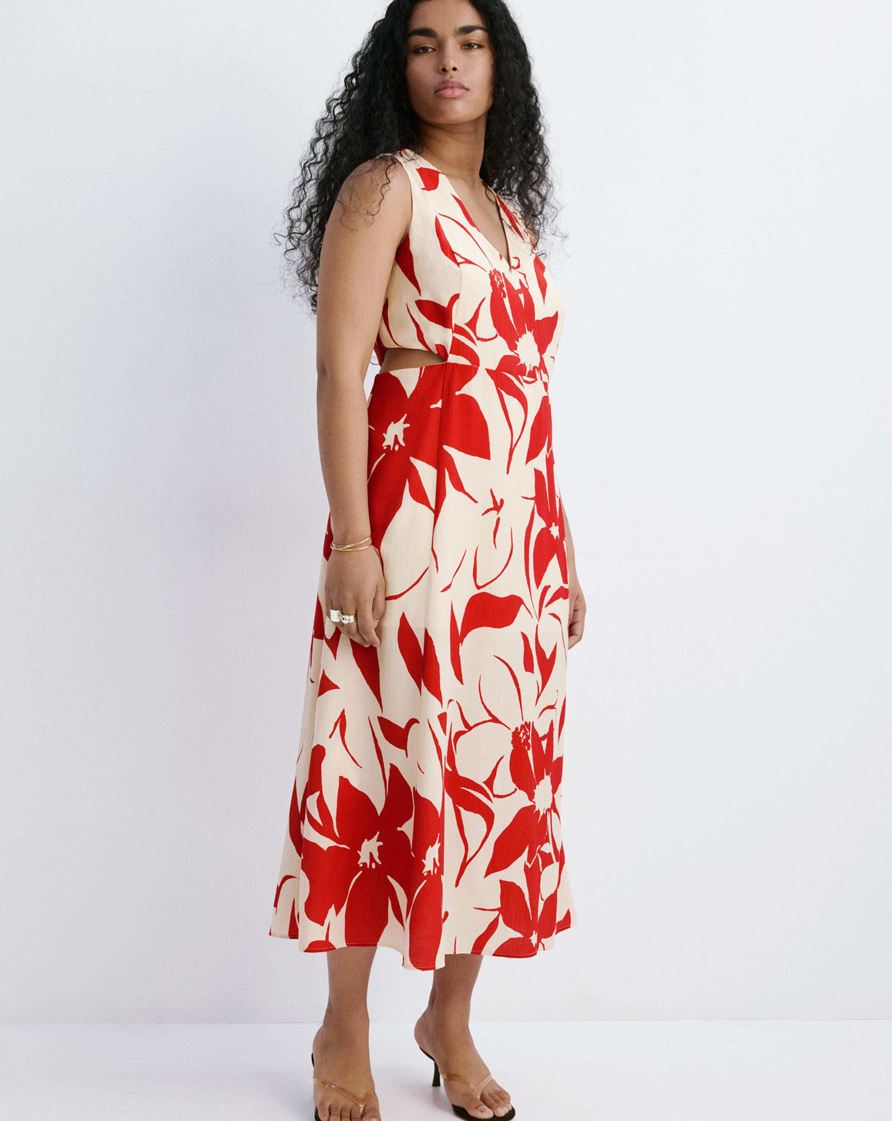 New In - Mango Floral Print Cut-Out Dress